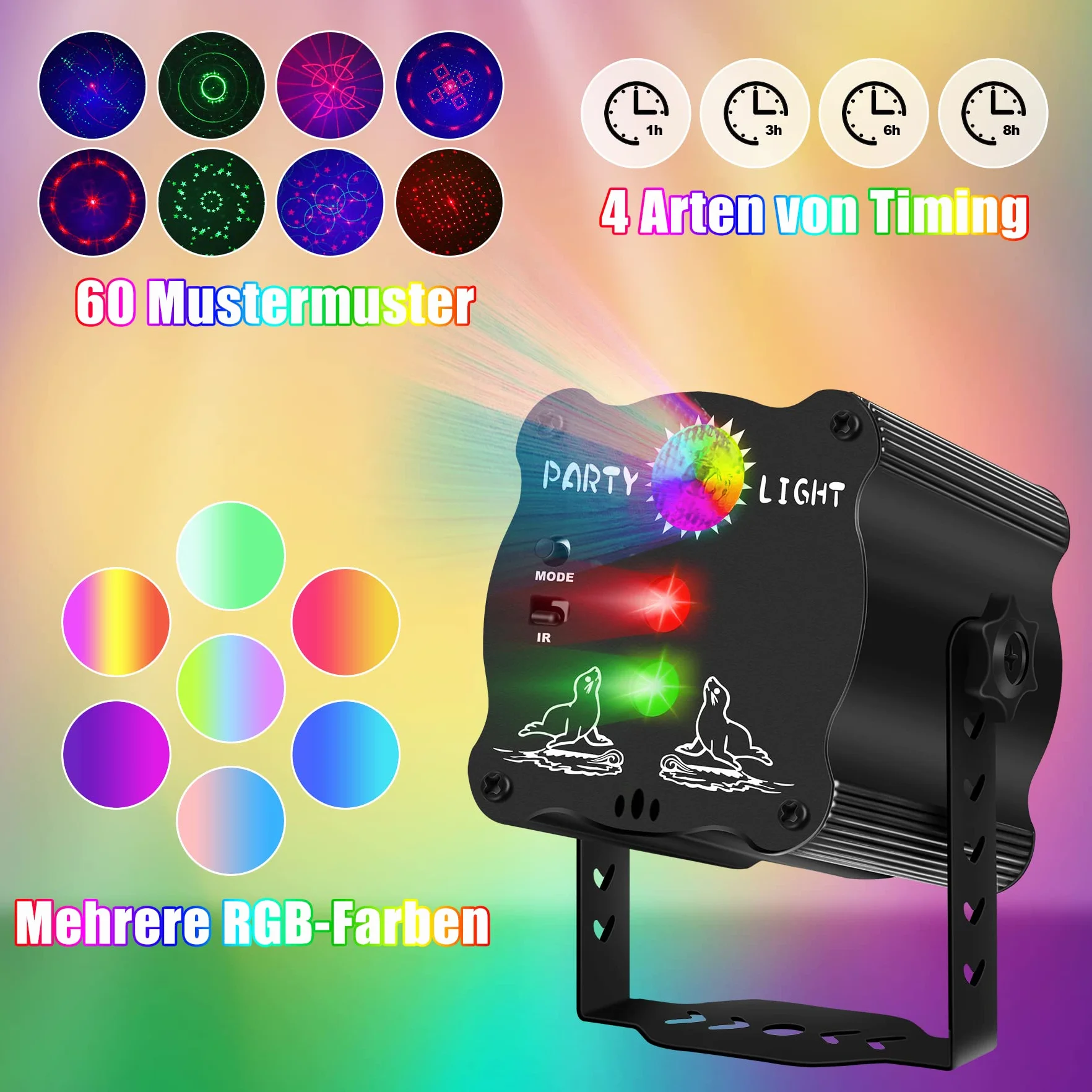 Bola de discoteca LED controlada por música, con mando a distancia, bola de discoteca con cable USB, función de temporización, luces RGB para fiestas