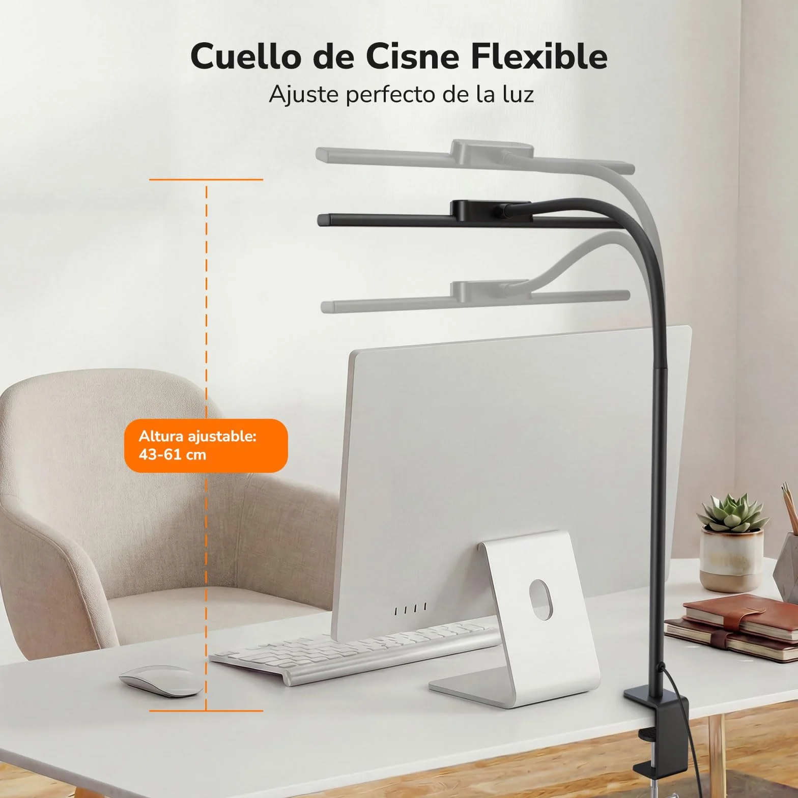 Lepro Lámpara de Escritorio Pinza LED 11W, Flexo Ajustable 5 Modos Color 5 Niveles Brillo, Cuidado Ocular, Negro