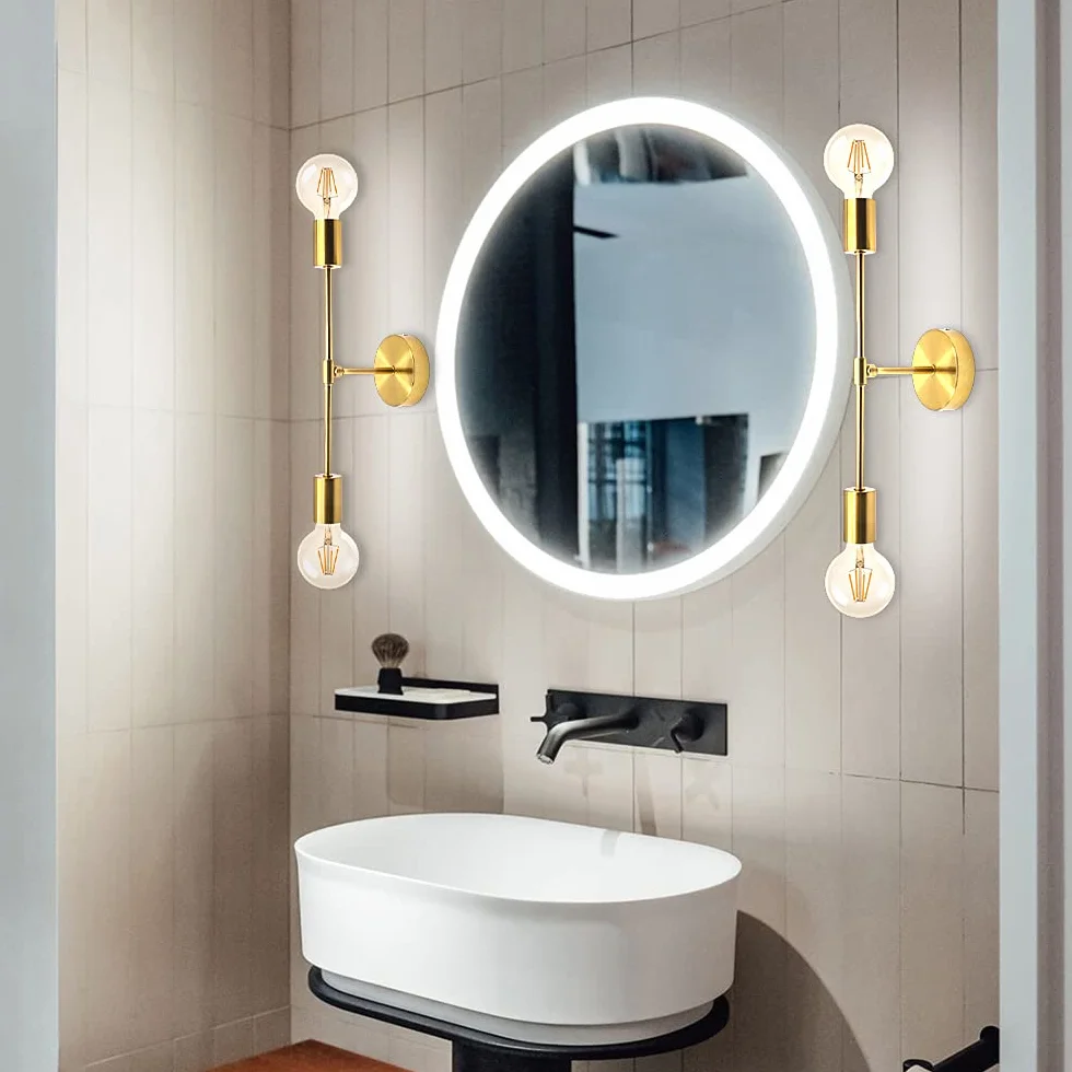 Lámpara de Pared Moderna, Aplique Industrial, Accesorio de Iluminación Vintage para Baño, Tocador, Pasillo, Cocina [E27]