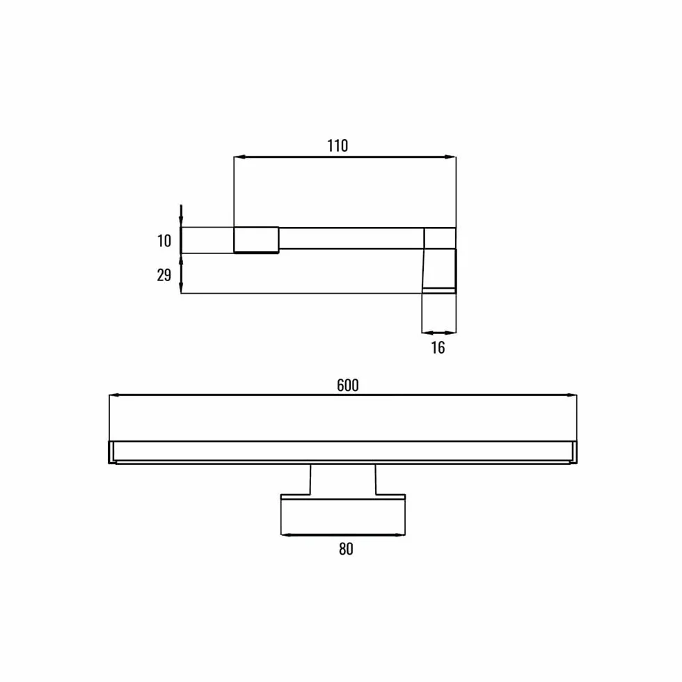 Kibath Aplique LED 60cm BASIC, Para colocación en espejo o mueble de baño, Potencia 12W, Tipo de luz neutra 4000K, 600 lúmenes, 467312