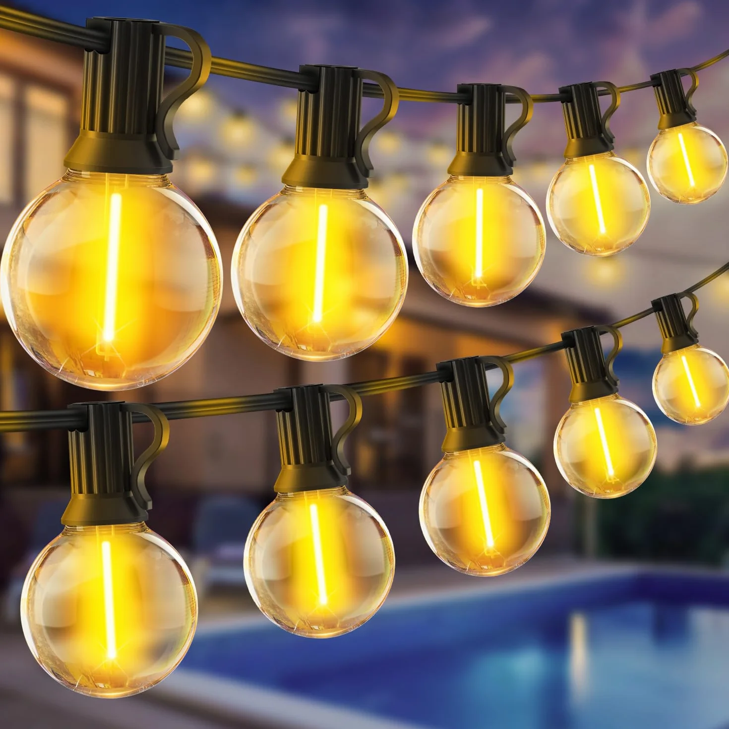 LED Guirnalda Exterior 30M G40 100ft Bombillas Impermeable para Jardin Terraza Decoracion