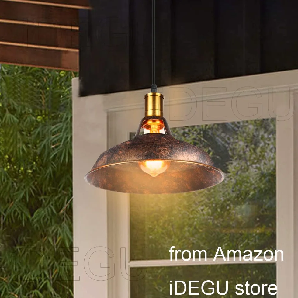 iDEGU Lámparas Colgantes Vintage 2 Piezas Lámpara de Techo Industrial E27 27cm Óxido