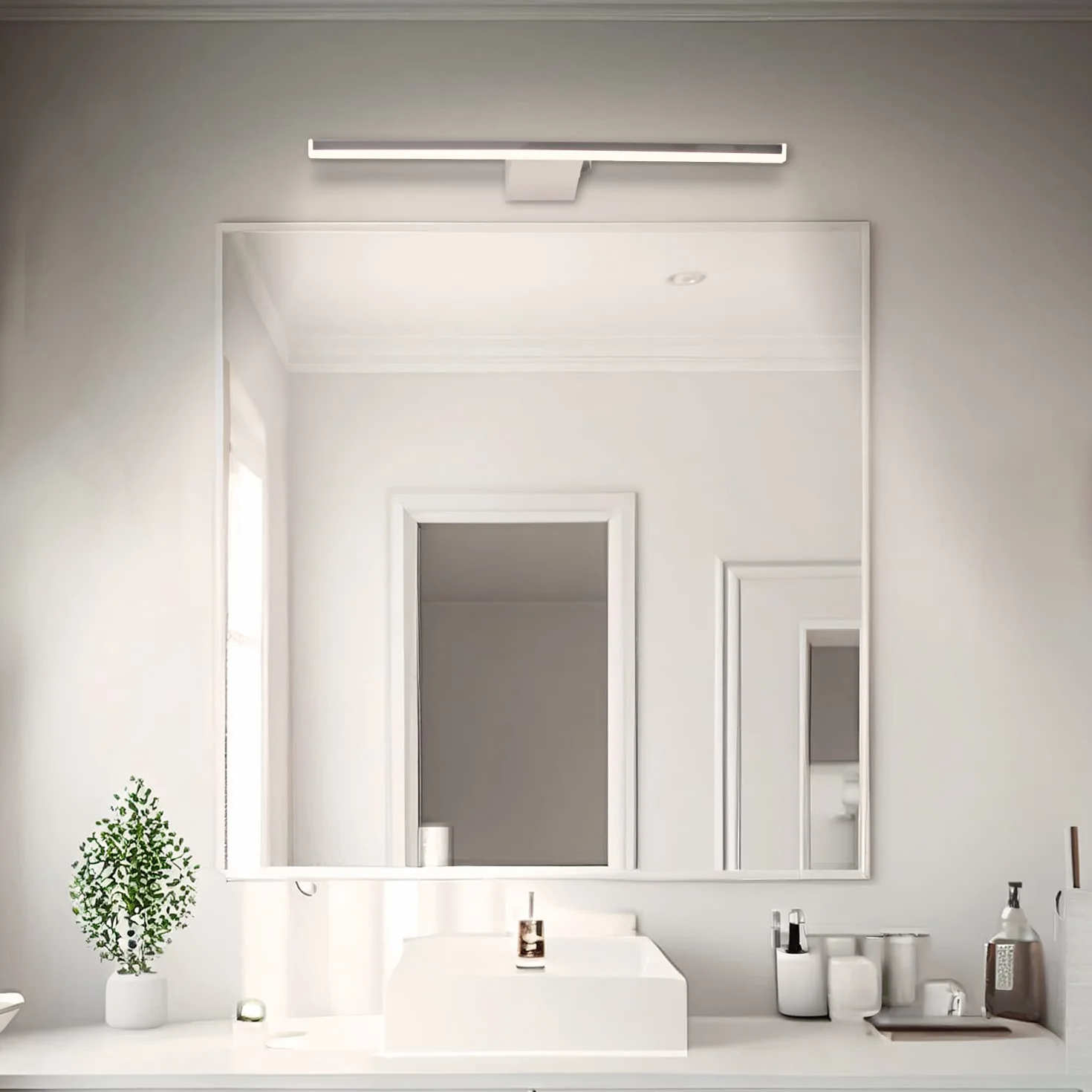 Aplique Espejo Baño con Interruptor Acero Inoxidable 40 cm 10 W 800 lm Blanco Neutro 4000 K IP44 Impermeable