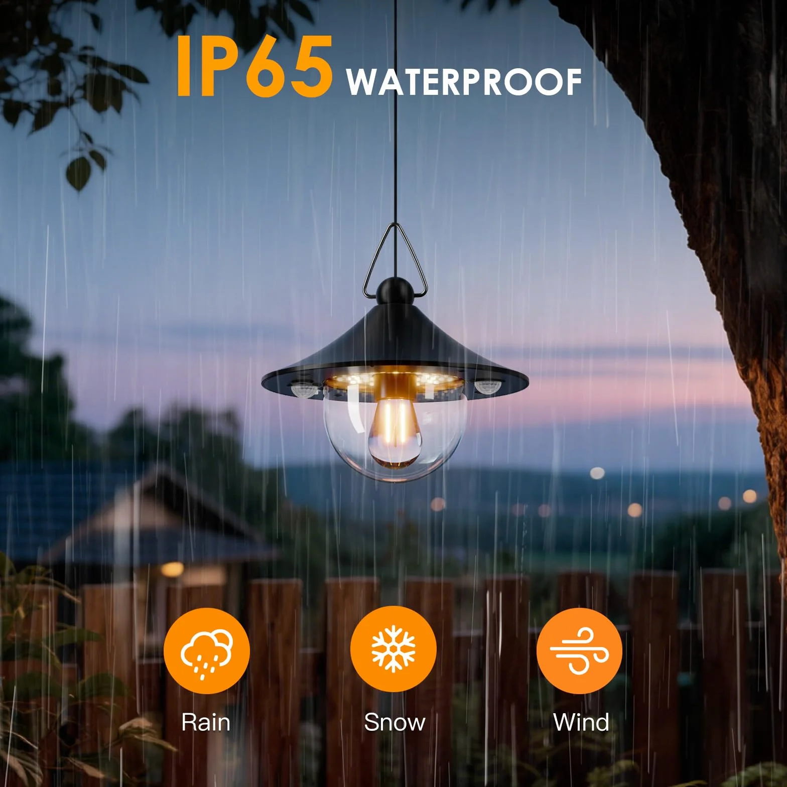 Quntis Lámpara Solar Colgante Interior Exterior 1000LM con Mando a Distancia 2 Piezas, 3 Temperaturas de Color, Sensor de Movimiento, IP65 Impermeable, Luz Solar Techo para Jardín Garaje Terraza