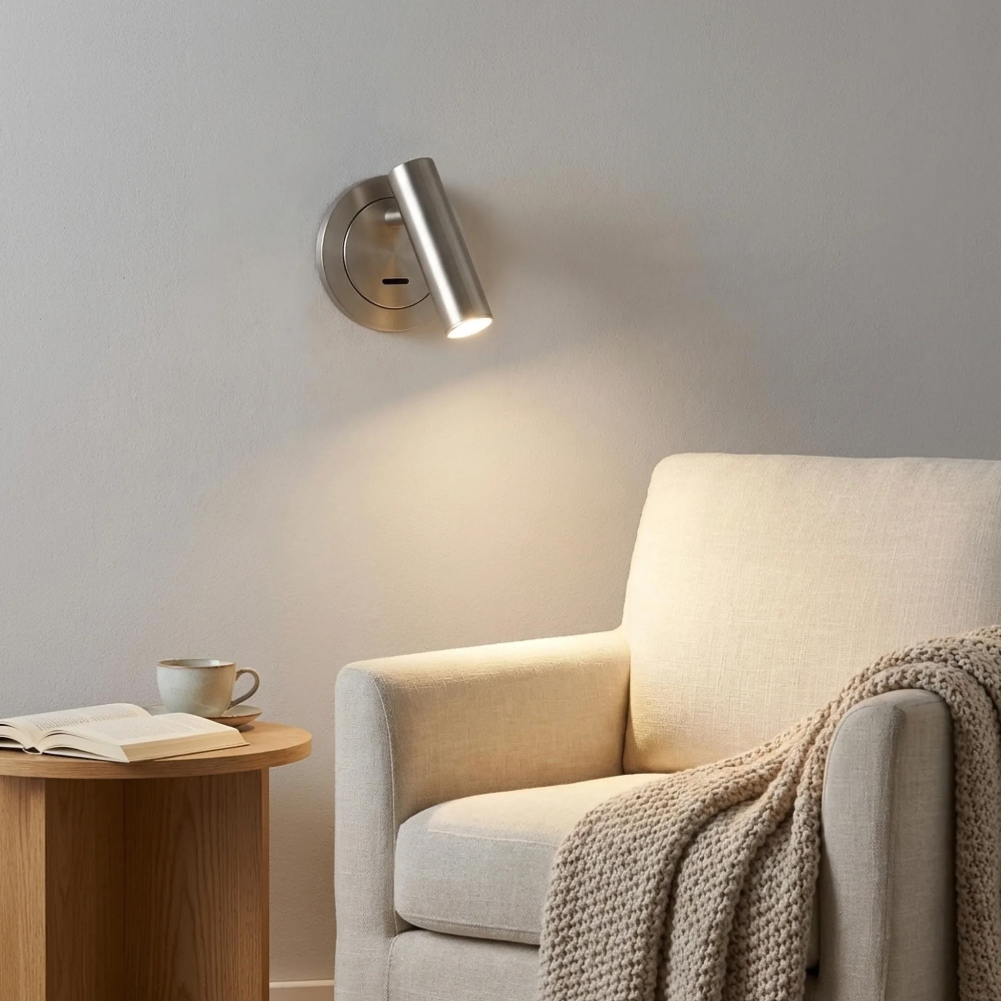 BARCELONA LED Aplique de Pared Níquel Satinado Ajustable 3W Luz Cálida 2700K Lámpara de Lectura Estilo Industrial