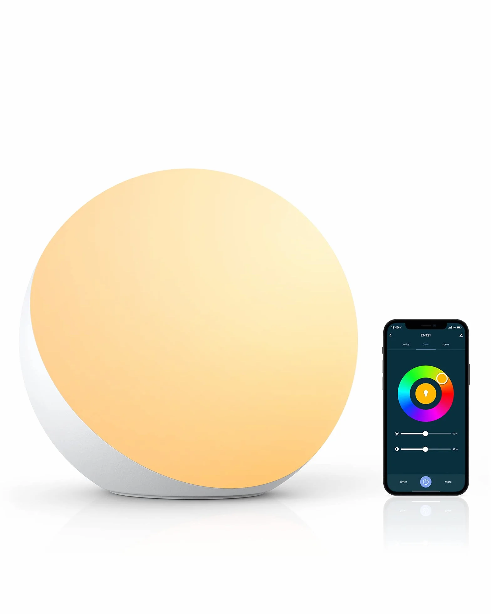 Hifree Lámpara de mesa inteligente compatible con Alexa y Google Home, luz nocturna táctil RGB regulable