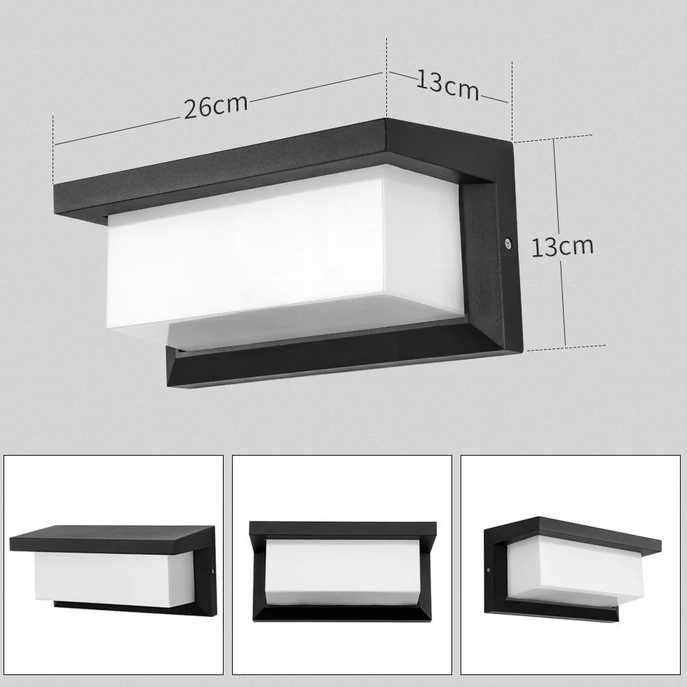 Aplique Pared Exterior 18W Lampara Exterior Pared Impermeable IP66 Negro LED Aplique de Pared,Luz de Pared Moderno para Jardines Pasillo Terraza, 1800Lumen-Neutro Blanco 4500K