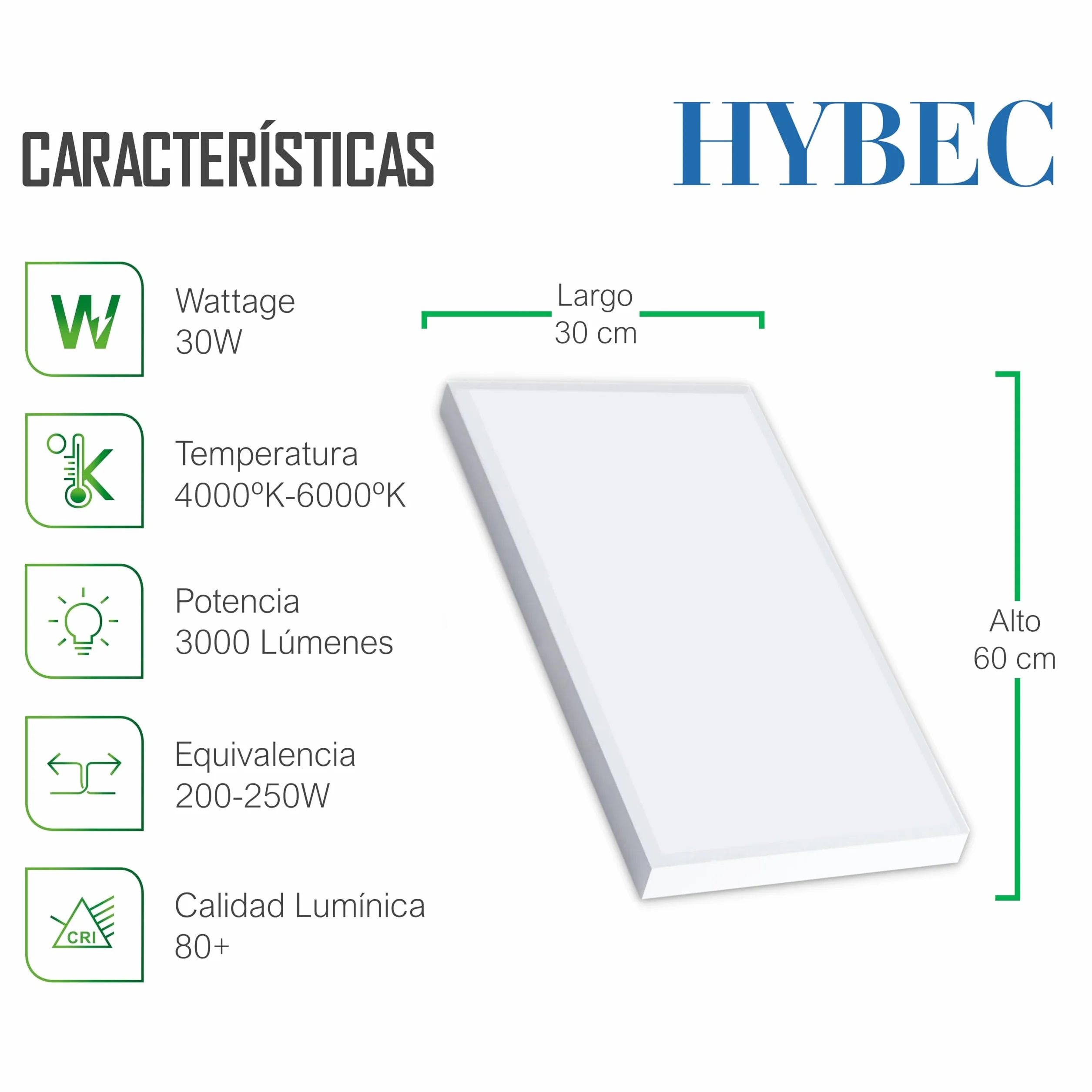Panel LED Superficie Cocina, Panel LED Superficie, Panel LED Cocina, Plafón LED para techo LED Cocina, Plafones LED, Pantalla LED 60x30, 30W Blanco Frío 6500ºK (Pack 1)