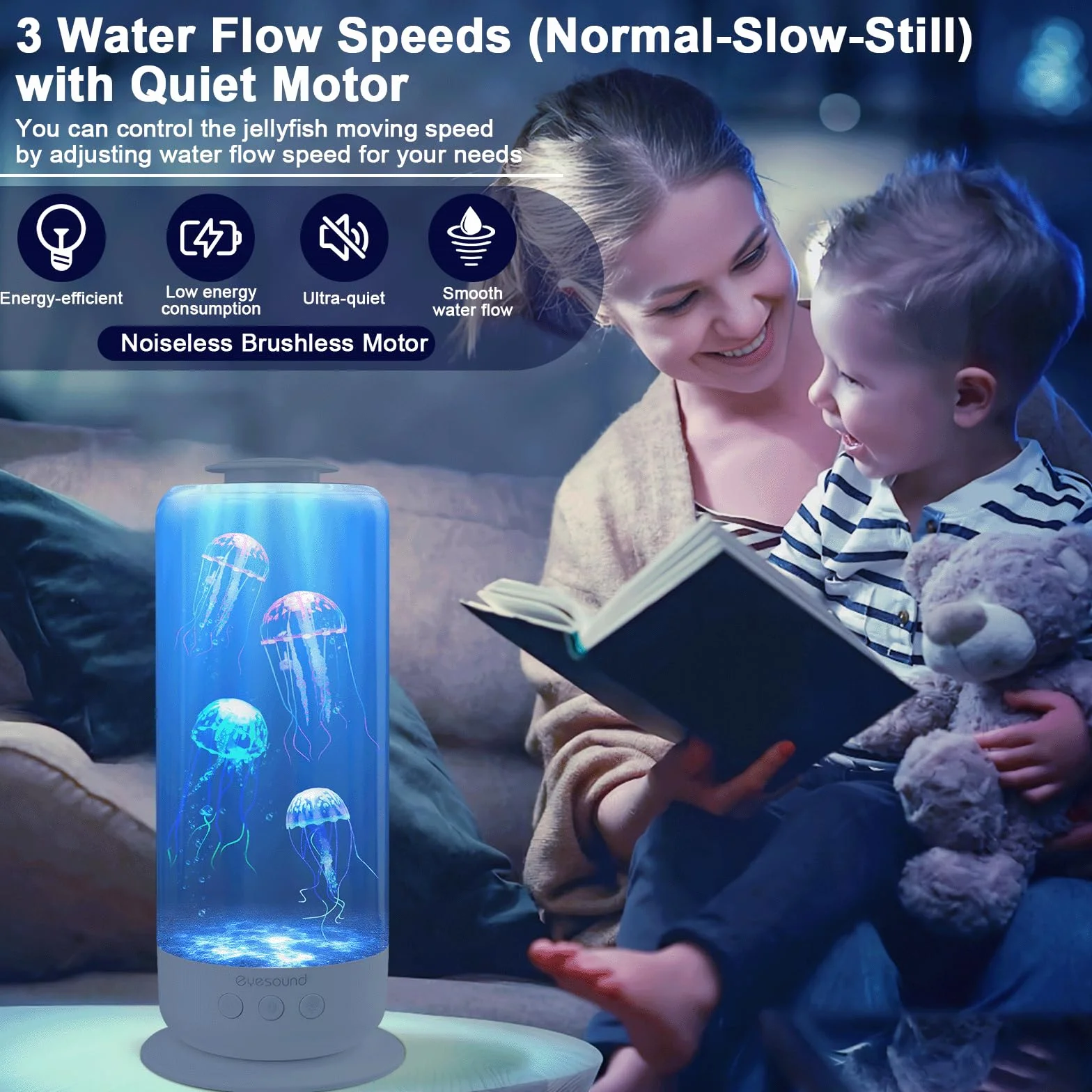 BestYiJo Lampara Medusa Lampara de Lava, Acuario 2.5 Litro Carga USB, Acuario de Medusas Decolorado LED, con Control de Velocidad y 2 Modos de luz, Luces de Atmósfera de Oficina Familiar (Blanco)