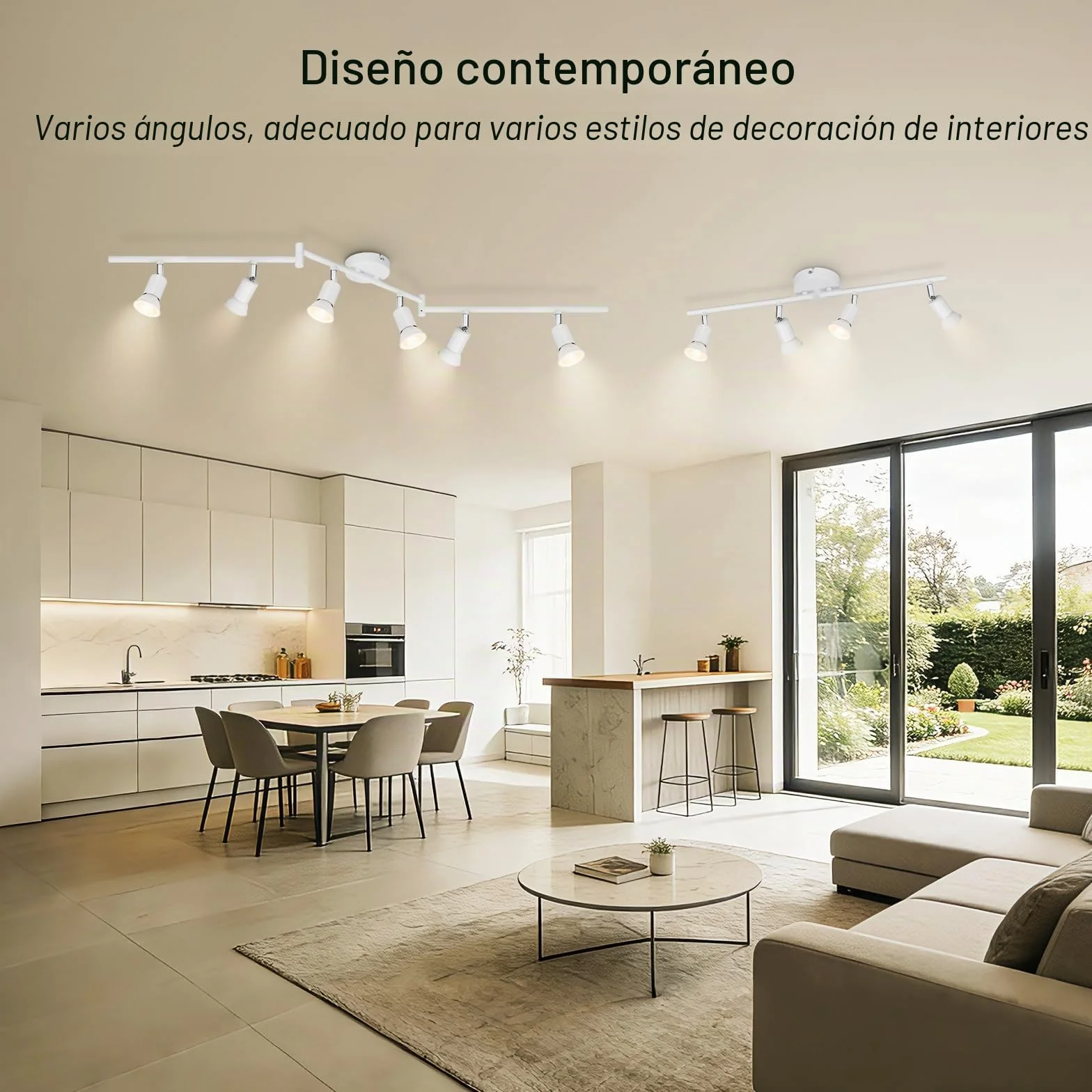 Ketom GU10 Focos Techo Blanco, Lampara Focos Techo con 4 Focos Orientable, Moderno Plafón LED Para Interiores Giratorio, Industrial Para Dormitorio, Pasillo, Cocina, Sin Bombilla