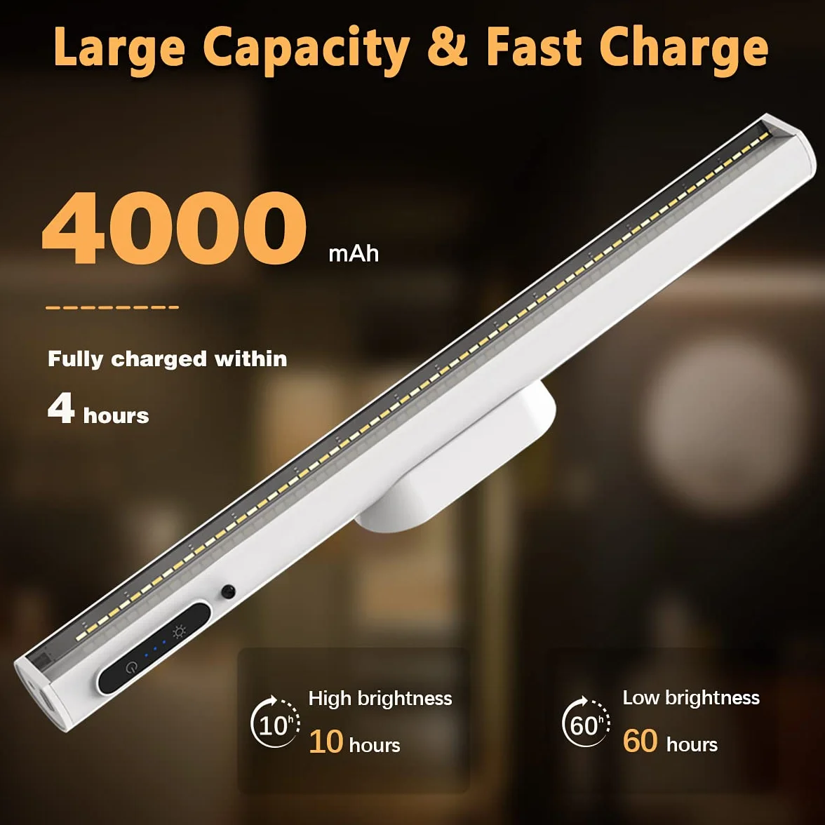 Hapfish Lampara LED Escritorio 4000mAh, Flexo LED Escritorio Sin Cable con Mando a Distancia, Luz Armario USB Recargable Magnetica Inalambrica, Lámpara Pared Pilas para Cocina Mesa Estanteria Espejo