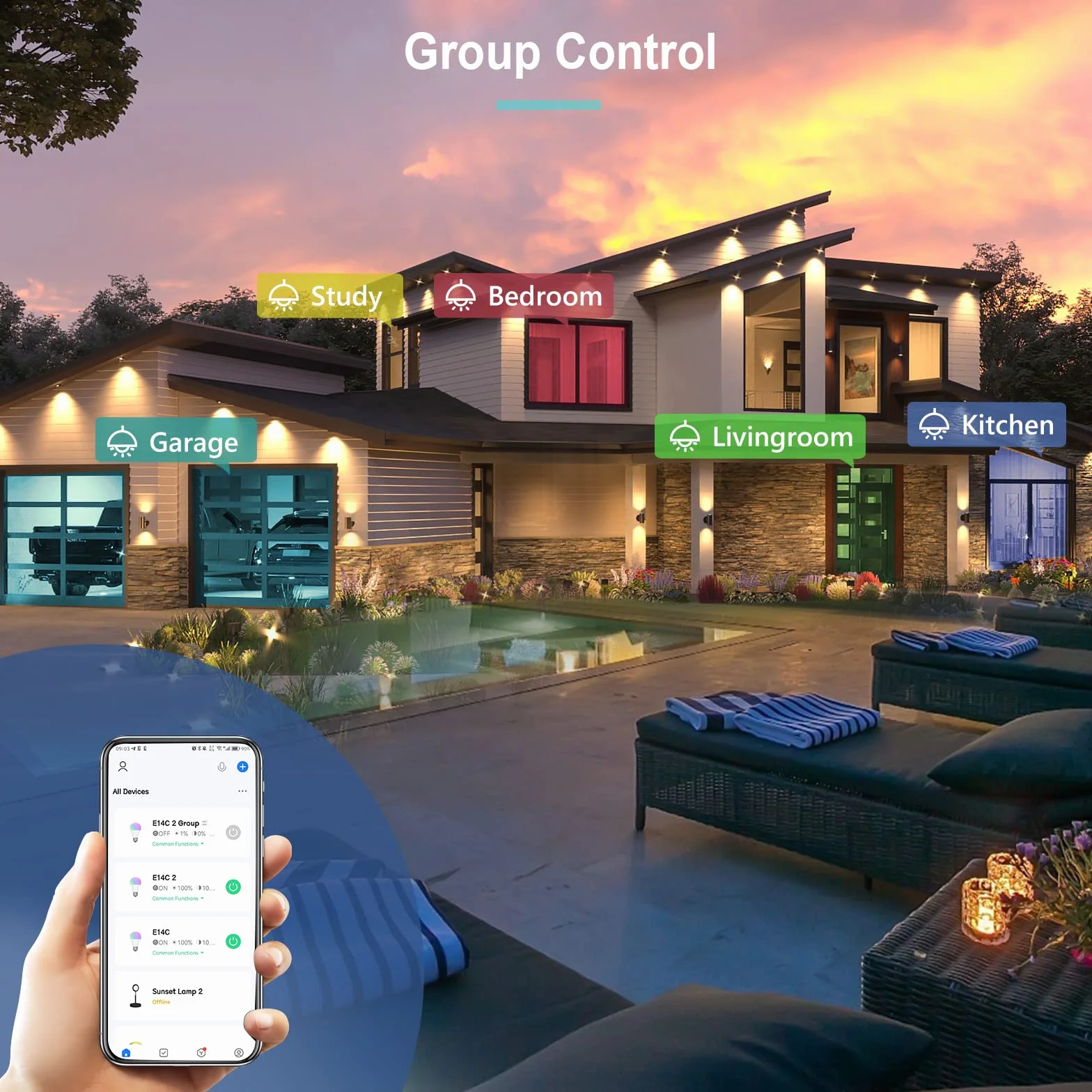 GY Bombilla LED Inteligente GU10 Compatible con Alexa/Google Home, 7W 500LM GU10, 2700K-6500K Luces Cálidas/Frías & RGB Regulable,Control de Voz, 6 Paquete