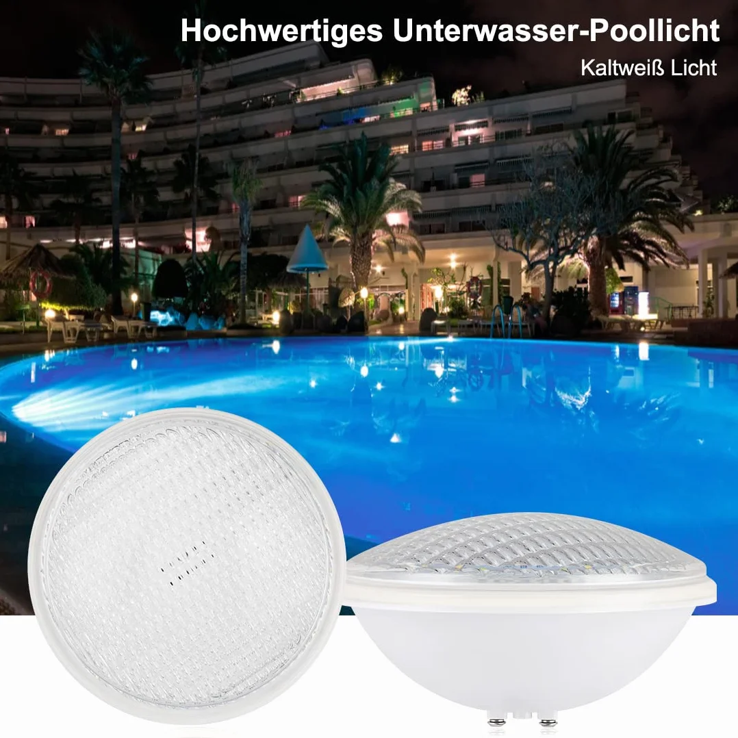 Lámpara LED para piscina, PAR56 luces para piscina, IP68 lámpara de piscina impermeable, 40W luz blanca fría subacuática, reflector de piscina de 12V AC/DC para paisaje, jardín, fuente