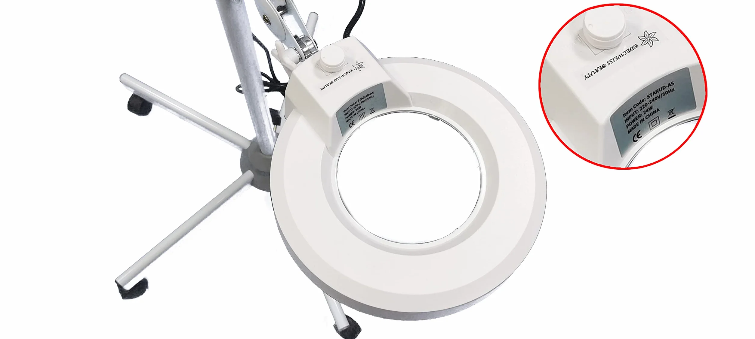 Lampara Lupa LED Estetica, 5 x lámpara Lupa LED en pie 5 Ruedas/en Mesa
