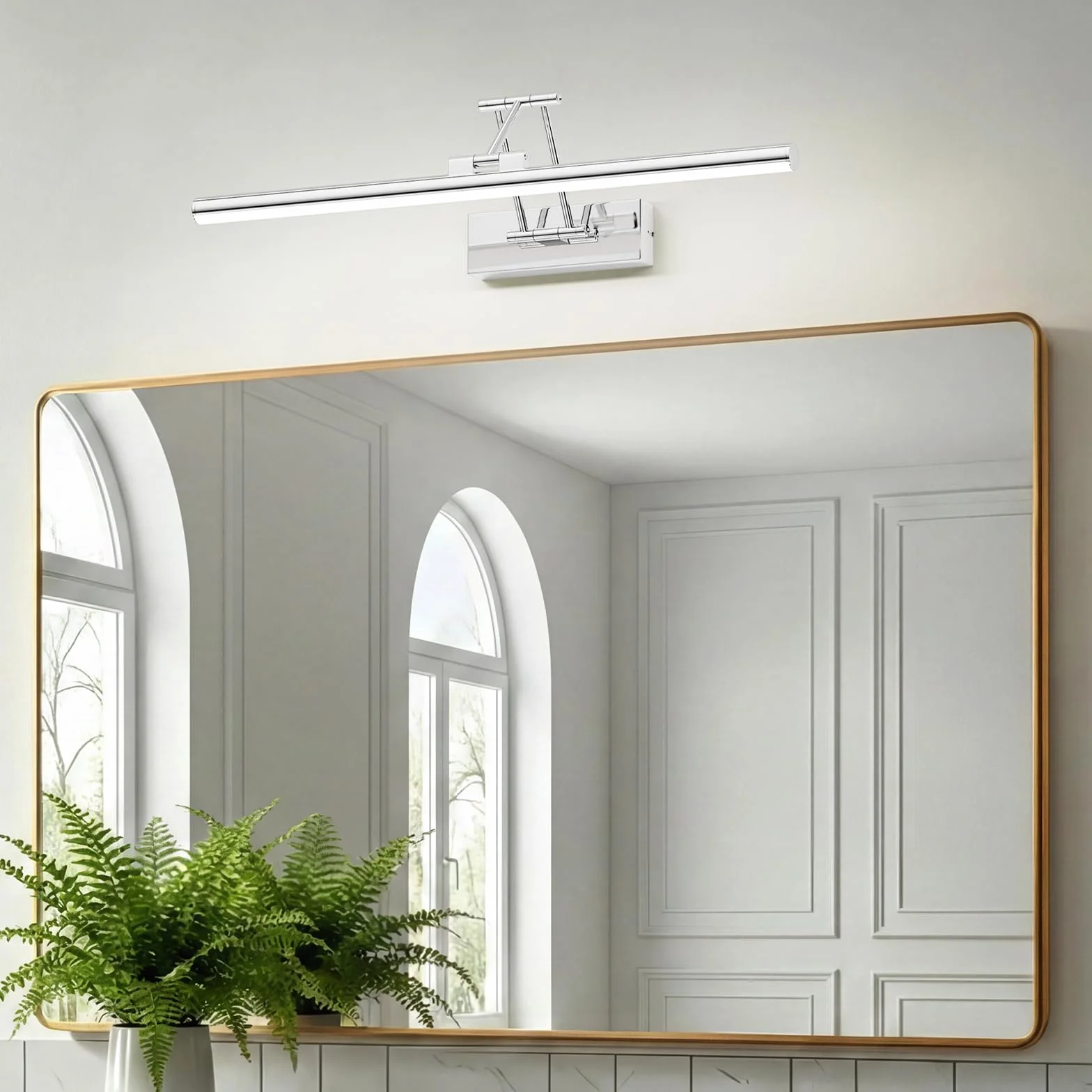 Klighten LED Lámpara de Espejo 50cm 16W 1200LM IP44 5500K Chrome Giratoria para Baño