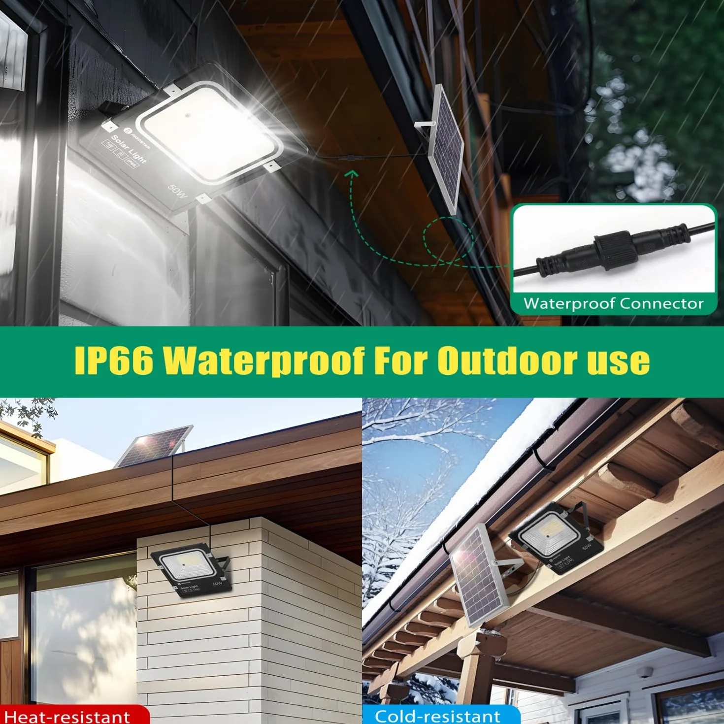 Aigostar Foco Solar Exterior 8000mAh IP66 Regulable 3000/4000/6500K 2 Piezas
