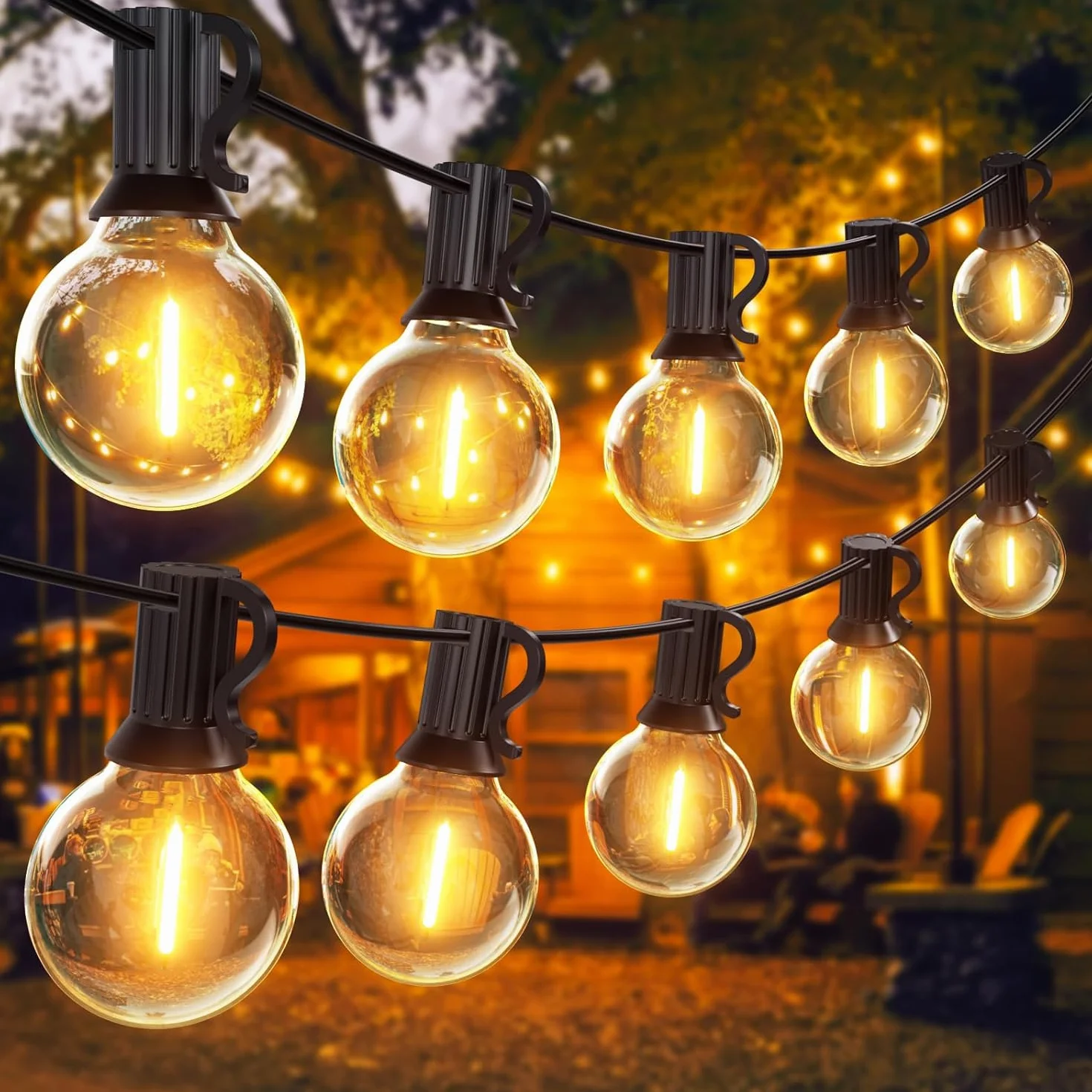 Guirnaldas Luces Exterior 30M LED G40 50+2 Bombillas Impermeable para Patio Boda Navidad