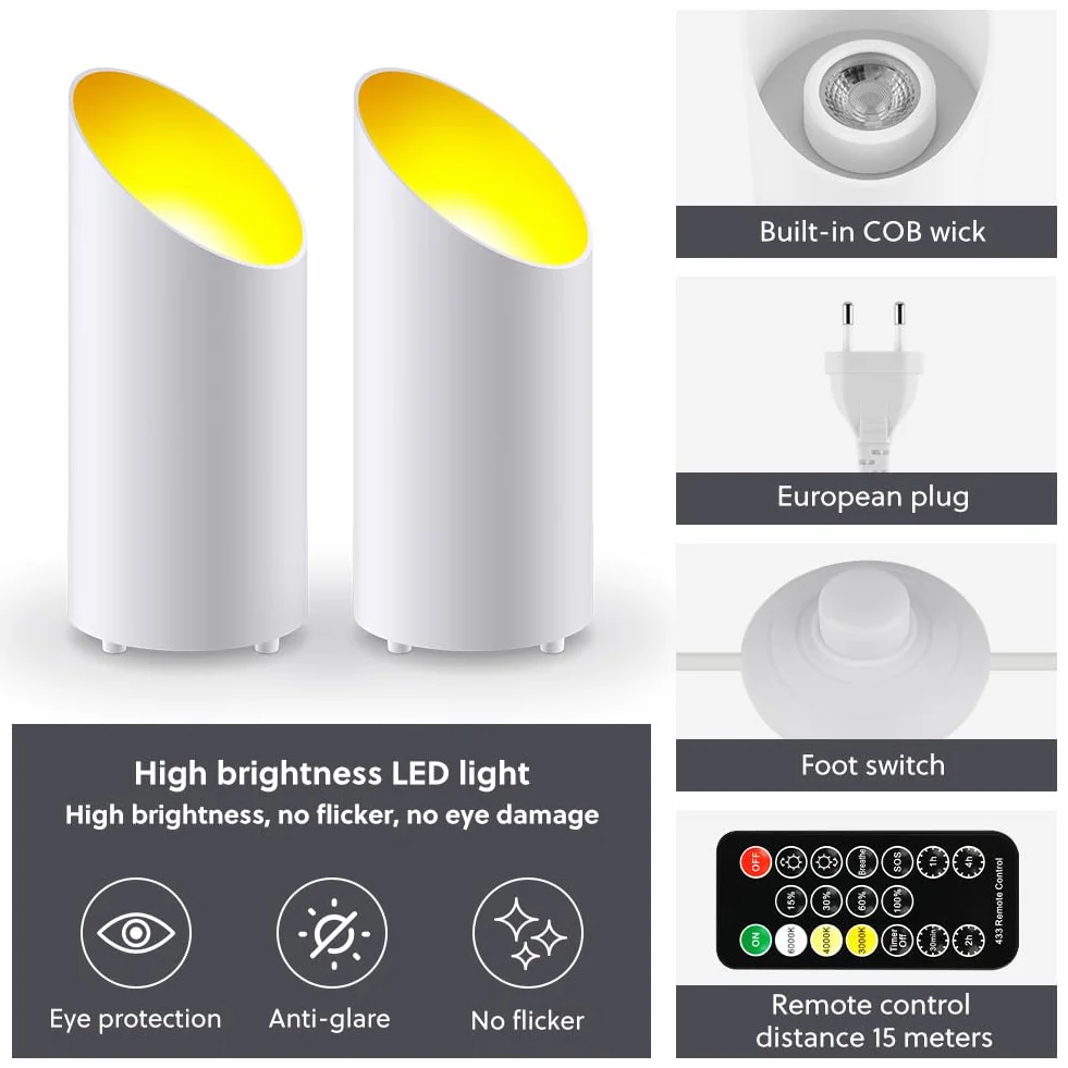 Foco LED de Pie 9W Tres Colores Luz Cálida Natural Blanca Fría Control Remoto y Pedal Blanco