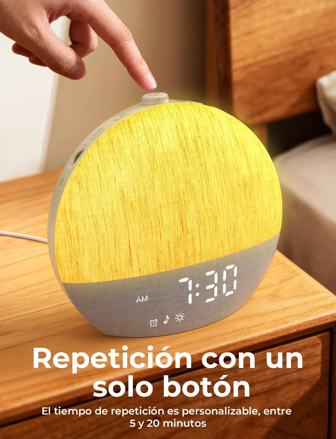 LIORQUE Despertador Amanecer, Despertador Luz Natural Simulación de Amanecer, 17 Modos de Luz, 30 Sonidos Relajantes, Modo de Ayuda para Dormir, Conexión Bluetooth, Función Alarma y Snooze