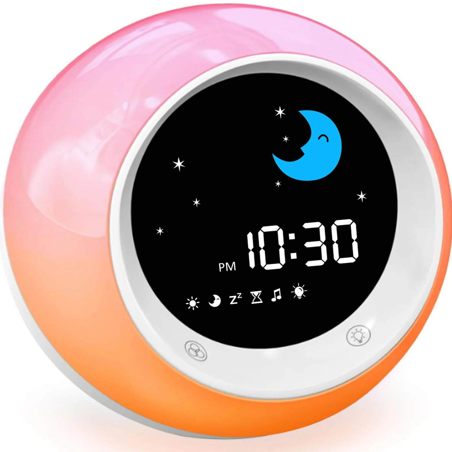 iHoo Reloj Despertador para niños, Reloj de Entrenamiento para Dormir con Sol y Luna, luz Nocturna y Despertador Ok para Despertar para niños pequeños