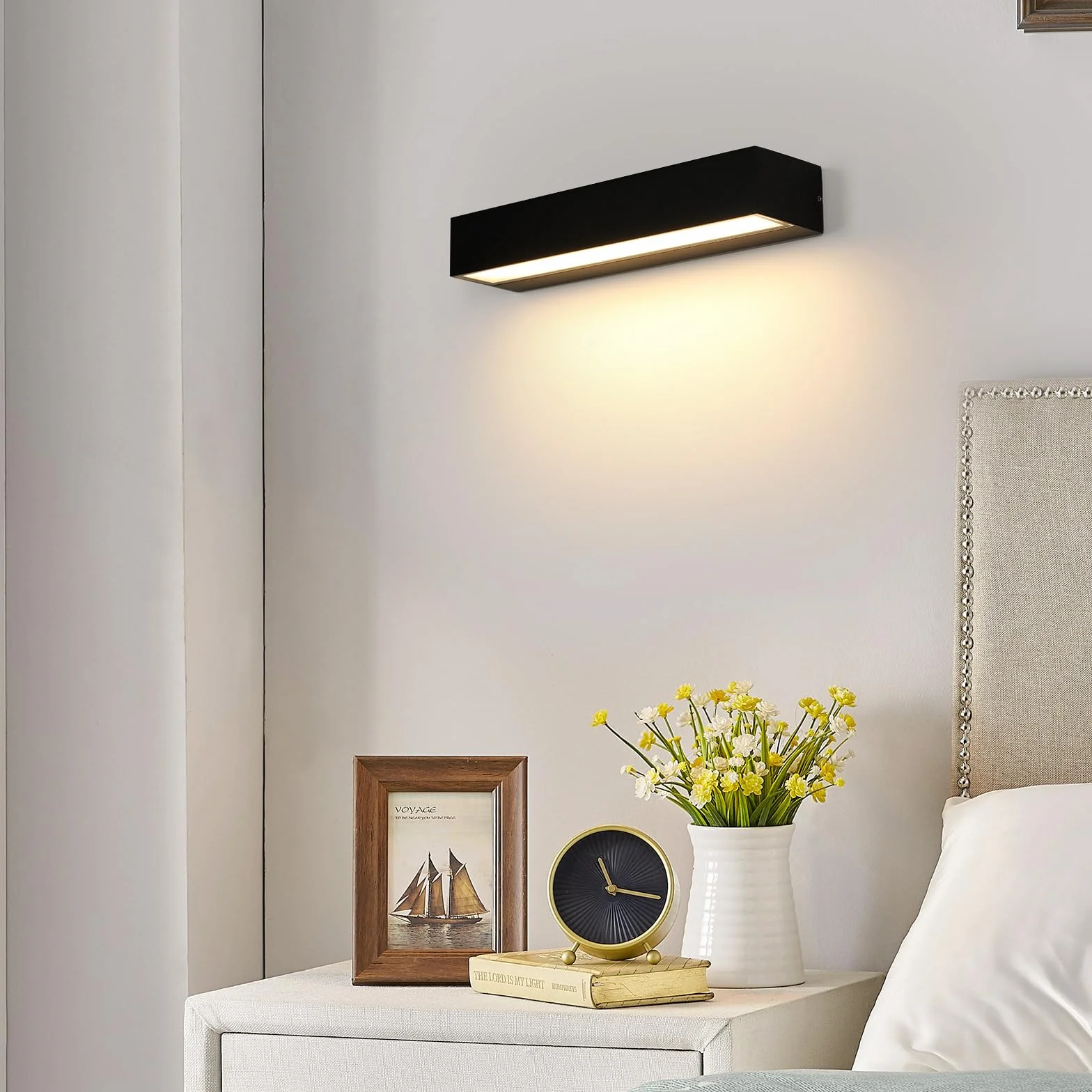 Riserva Apliques de Pared Exterior 16W, IP65 Impermeable Lámpara de Pared LED Moderna, 3000K Blanco cálido, Negro