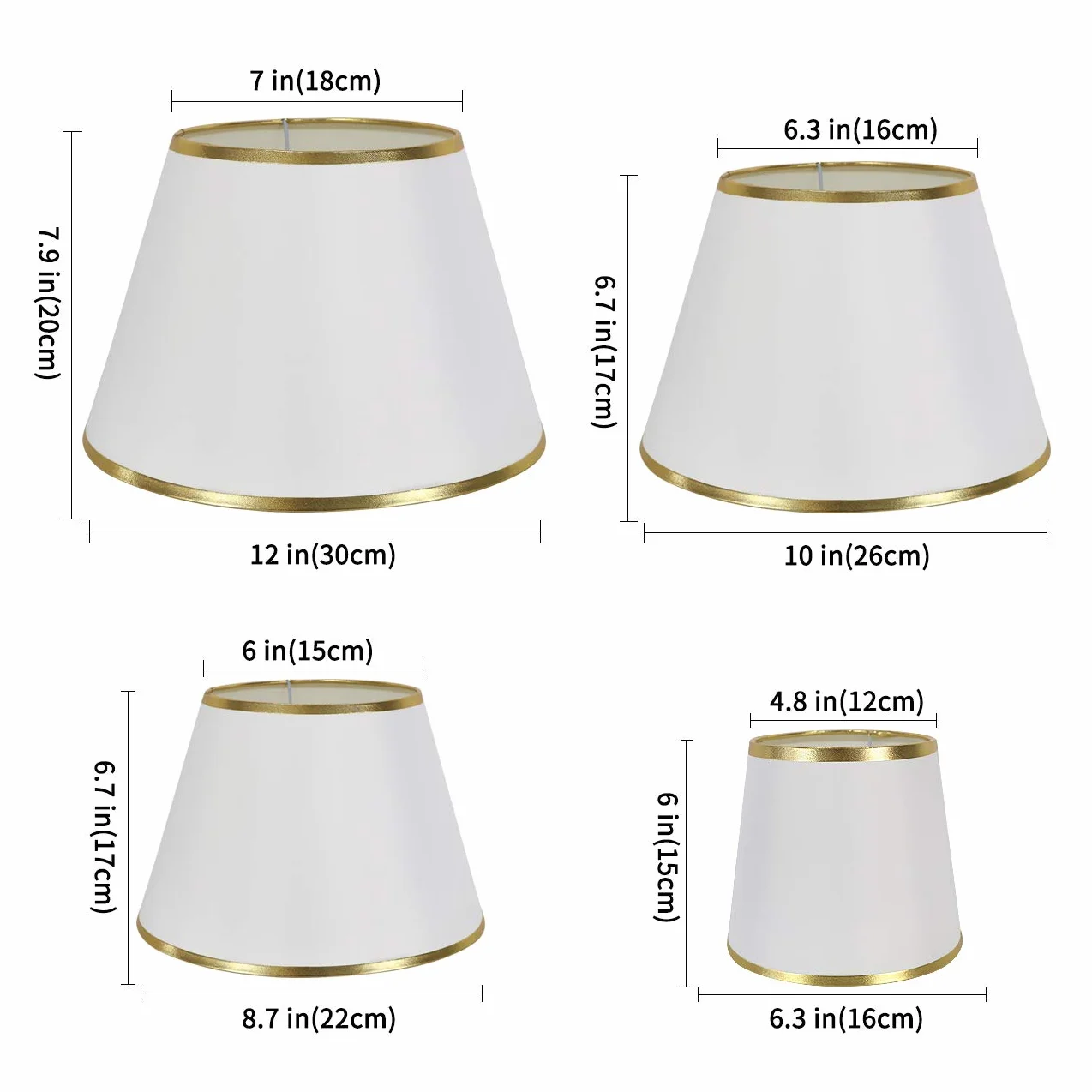 DULEE Lámparas de mesa pantalla 25 cm blanco