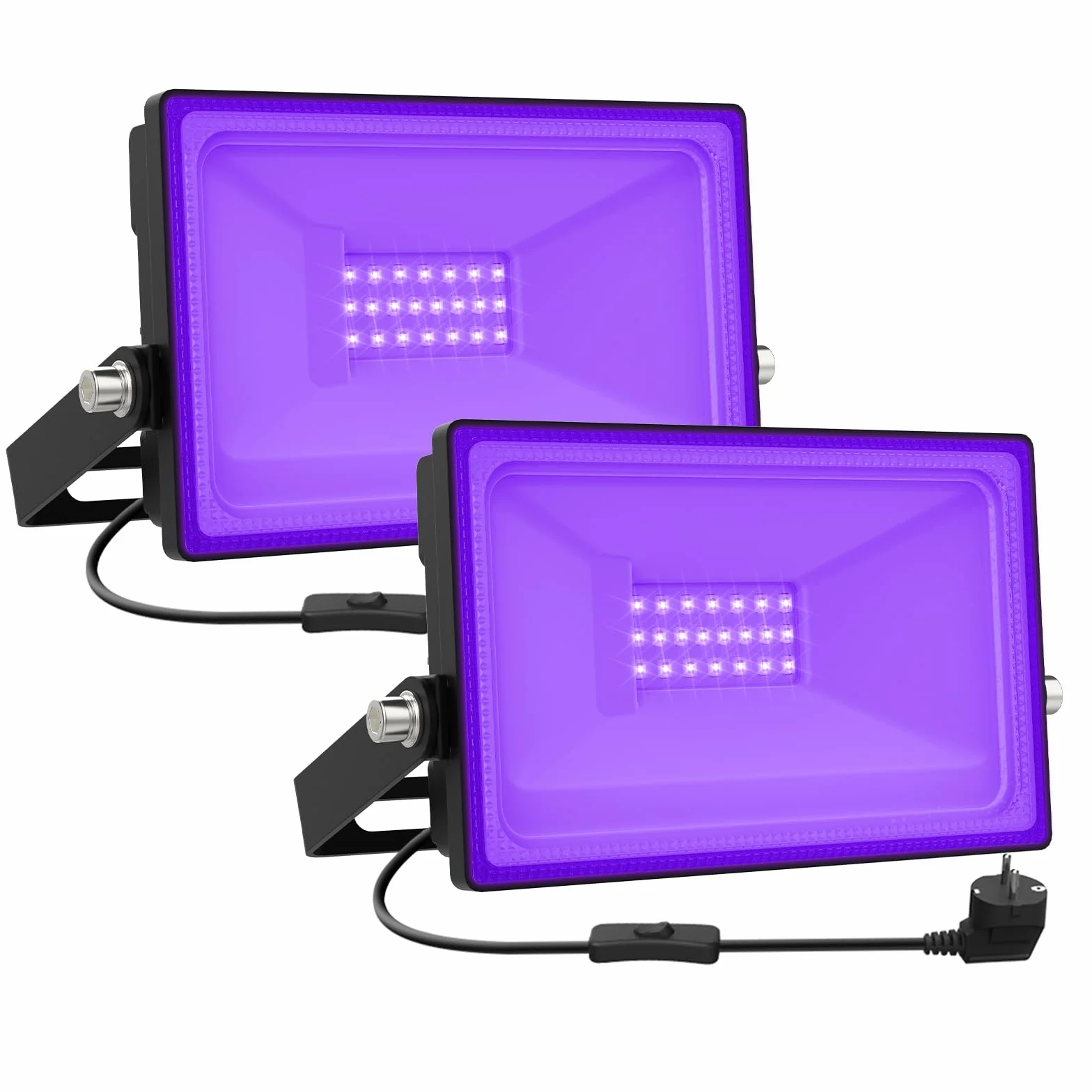 Onforu 2 Pack Luz UV 20 W, IP66 Impermeable Nivel UV-A, Foco Ultravioleta Fluorescente para Escenario Bar Club DJ Discoteca Fiesta KTV Pinta Corporal Acuario Halloween