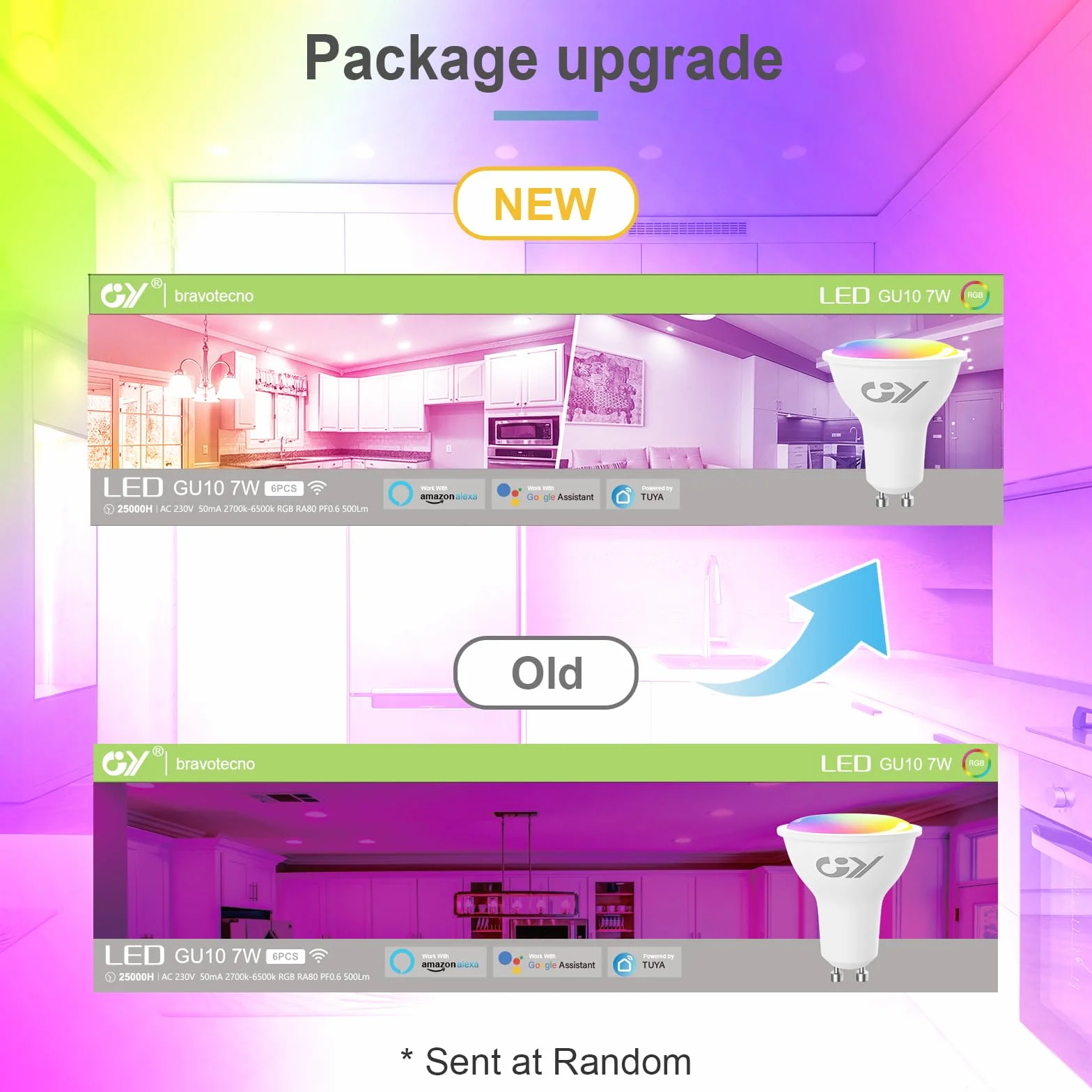 GY Bombilla LED Inteligente GU10 Compatible con Alexa/Google Home, 7W 500LM GU10, 2700K-6500K Luces Cálidas/Frías & RGB Regulable,Control de Voz, 6 Paquete