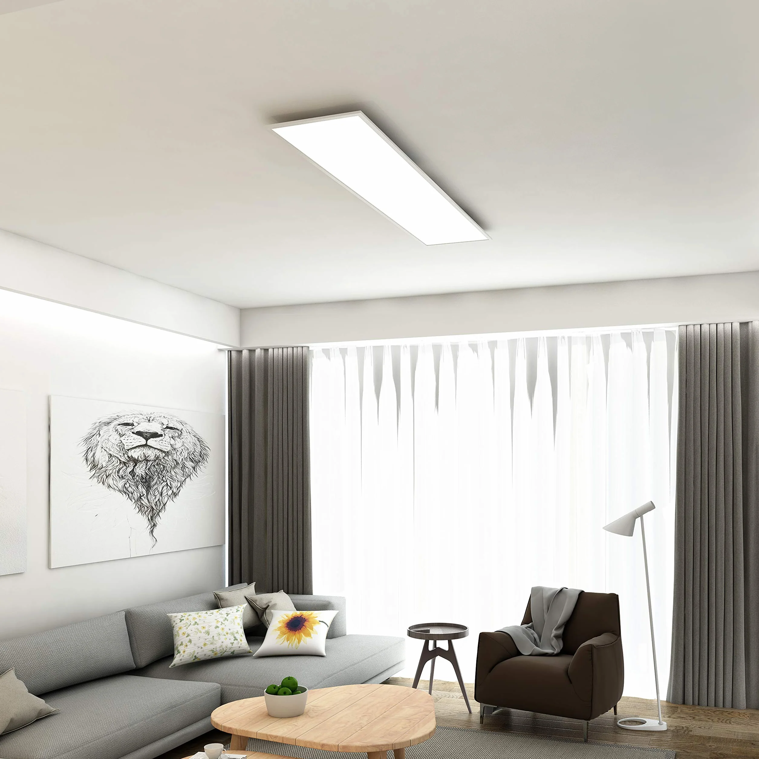 Briloner - Panel de Techo LED, Panel LED Techo Regulable, Control de Temperatura de Color, Control Remoto, 18 W, 1800 Lúm, 120x30 cm, Plafon LED Techo, Lampara Cocina Techo, Paneles LED, Blanco