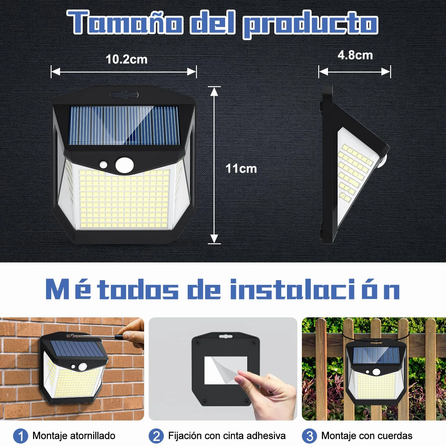 Luces Solares LED Exterior con Sensor de Movimiento 270° 6 Paquete IP65 Impermeable 248 LED