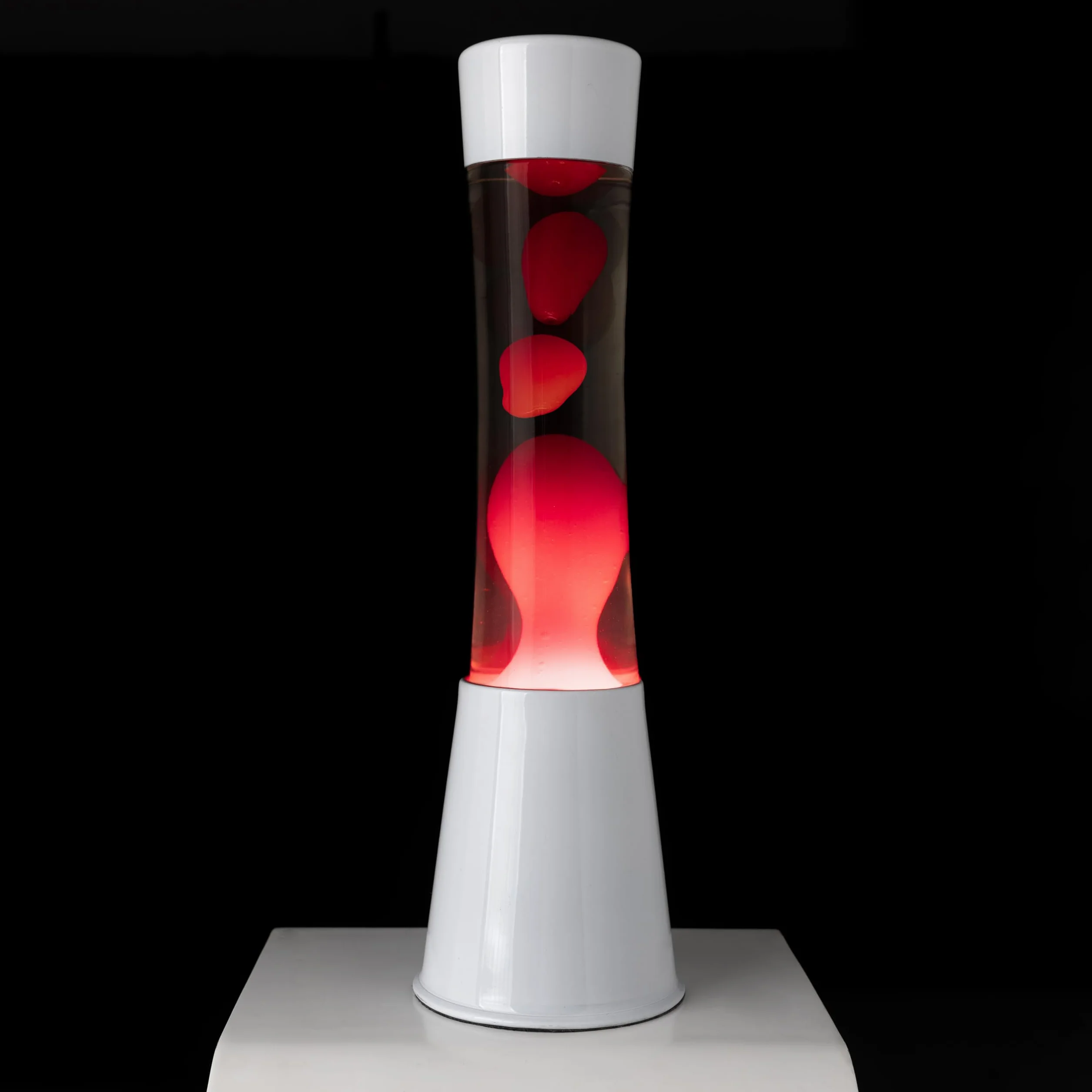 Fisura Lámpara de lava roja y blanca 11 cm x 11 cm x 41,5 cm con bombilla de repuesto