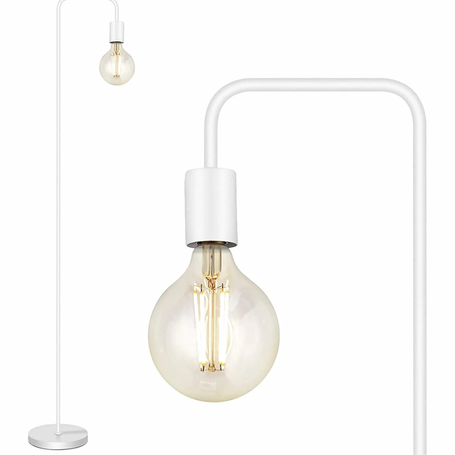 BBHome Lámpara de pie retro curvada minimalista de metal 165 cm E27 blanco