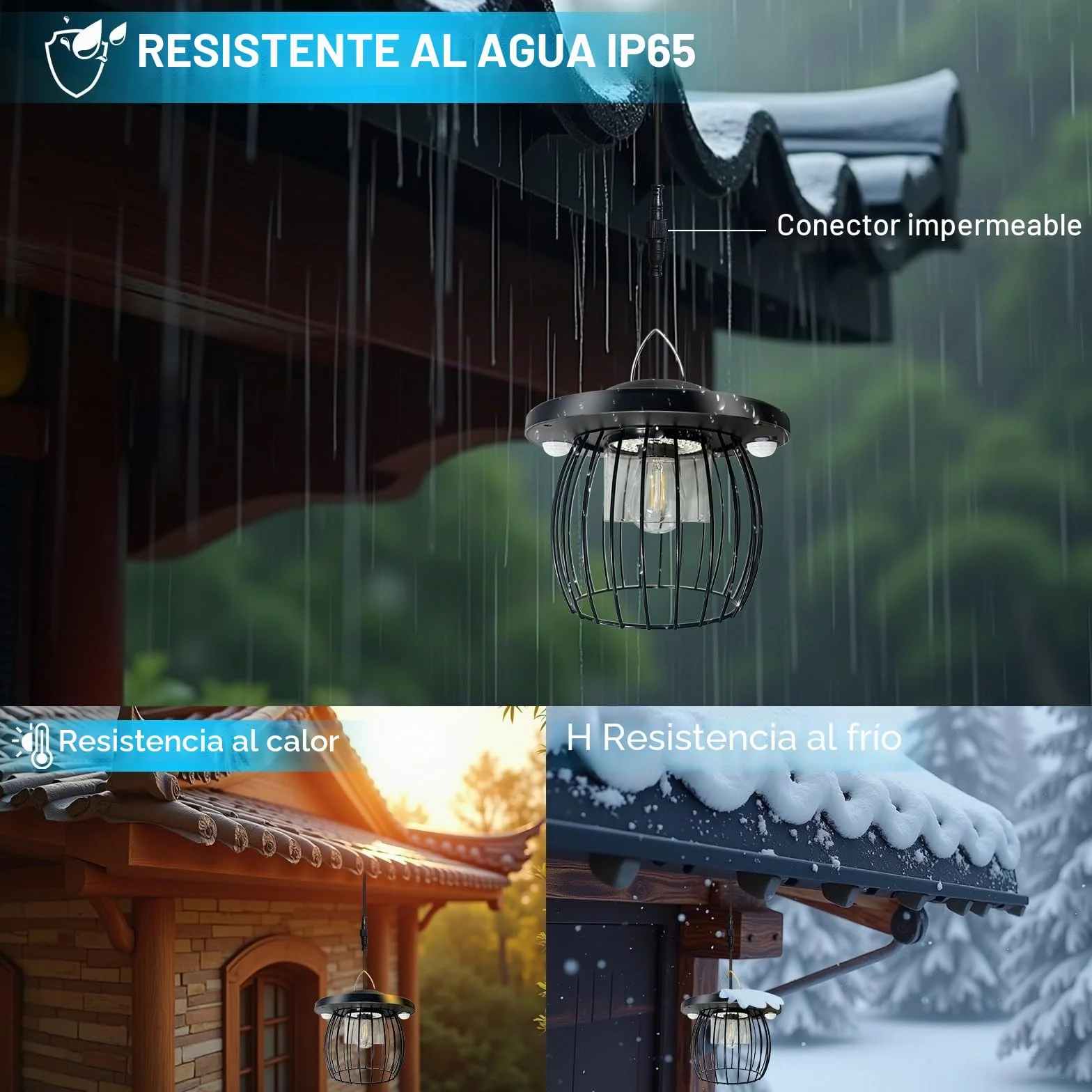 CREATESTAR Lámpara Solar Colgante Exterior, Luz Solar Exterior con Mando a Distancia, IP66 resistentes al agua, Lámparas Colgantes Solares para Jardín Terraza Patio Garaje Balcón Pabellón