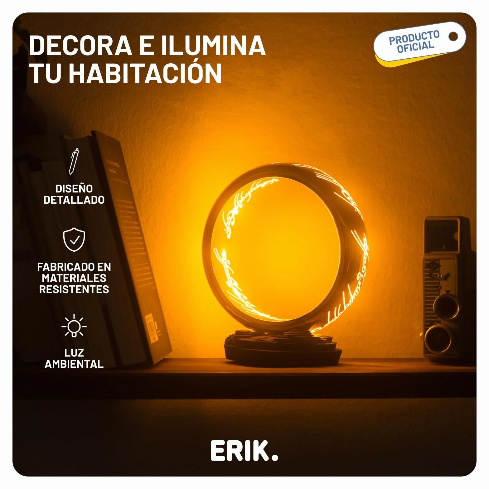 Lampara El Señor de los Anillos Anillo único LED Escritorio Gaming Mesita Noche Oficial