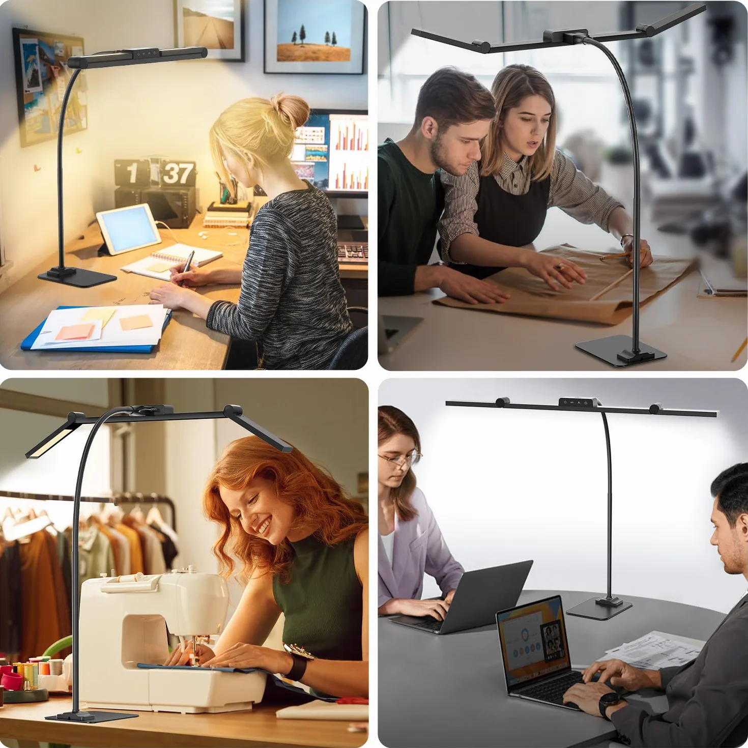 KableRika Lámpara Escritorio LED, 24W Flexo Escritorio con Base, Luz de Arquitecto Regulable, luz monitor con Temporizador, 1500 lúmenes para Leer, Estudiar y Oficina en el Hogar