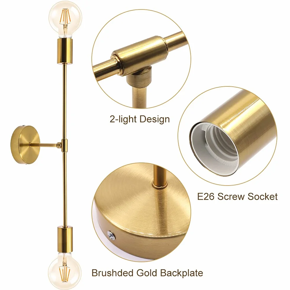 Lámpara de Pared Moderna, Aplique Industrial, Accesorio de Iluminación Vintage para Baño, Tocador, Pasillo, Cocina [E27]