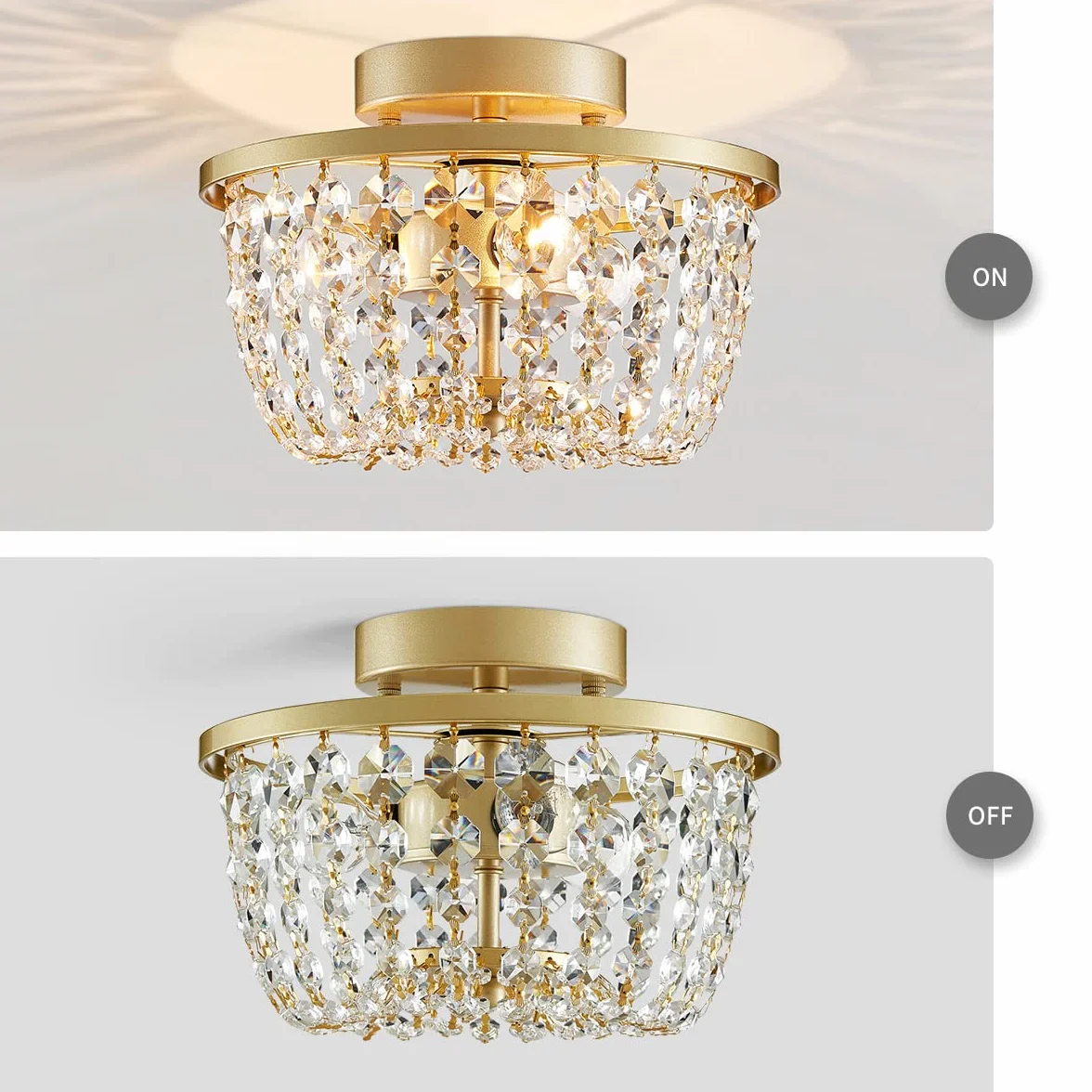 Araña de cristal semi-empotrado lámpara de techo moderna G9 19.3cm 25cm oro