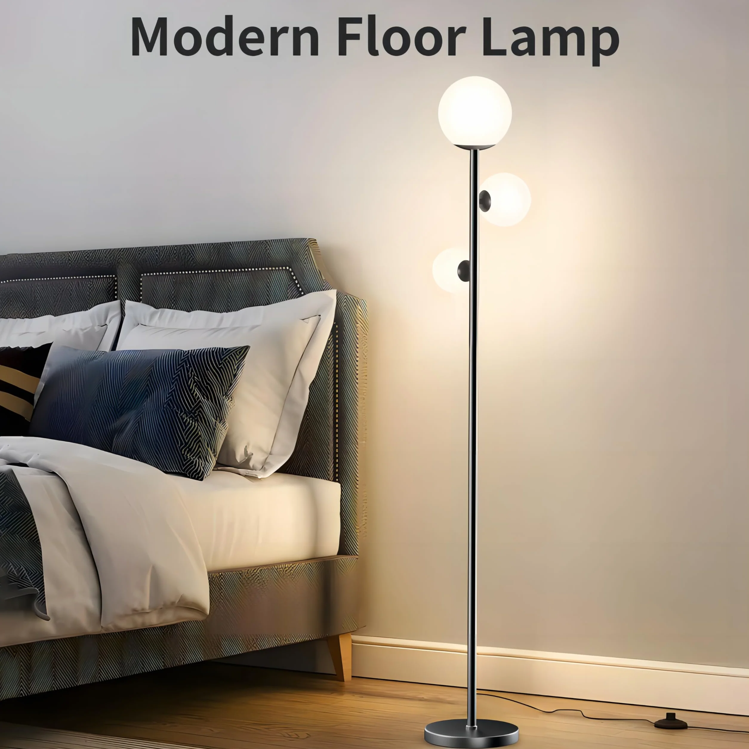 Lámpara de Pie 18W Moderna 3 Temperaturas de Color 3 Bombillas G9 3 Pantallas Alta con Interruptor