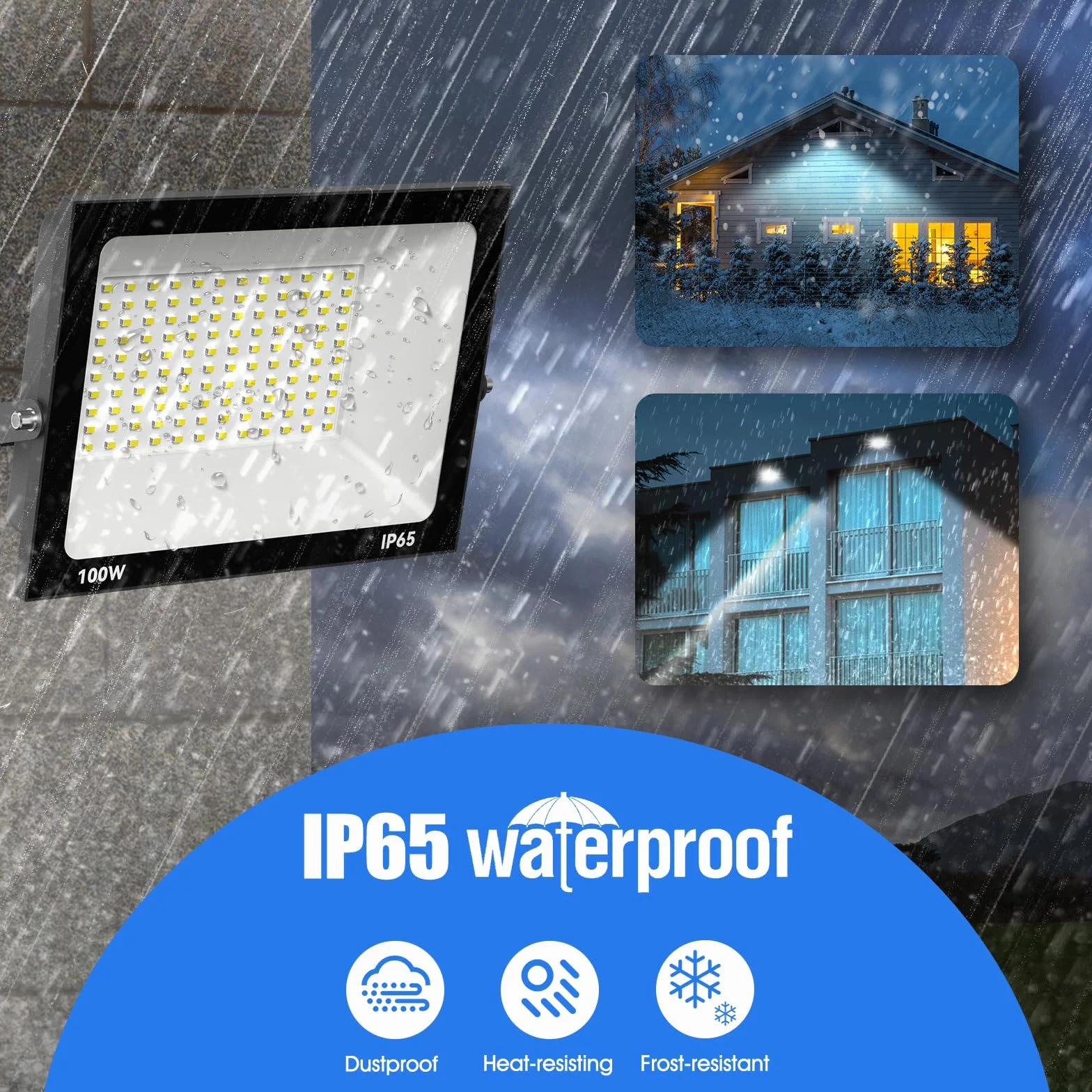 100W Focos Led Exterior 3000K Blanco Cálido Proyector LED IP65 Impermeable Luz de Seguridad para Iluminación Jardin Garaje Porche Foco Balcón Césped
