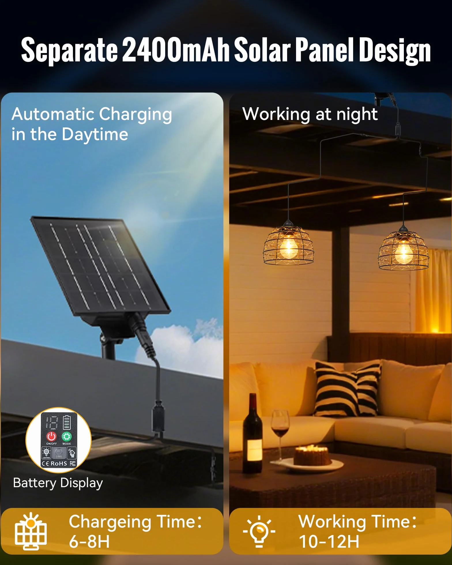 2 Lámpara Solar Exterior de Estilo Bohemio, Luces Exterior Solar con Temporizador de 4/6/8 Horas y 4 Ajustes de Brillo, Impermeable IP65 para Patios, Balcones y Jardines