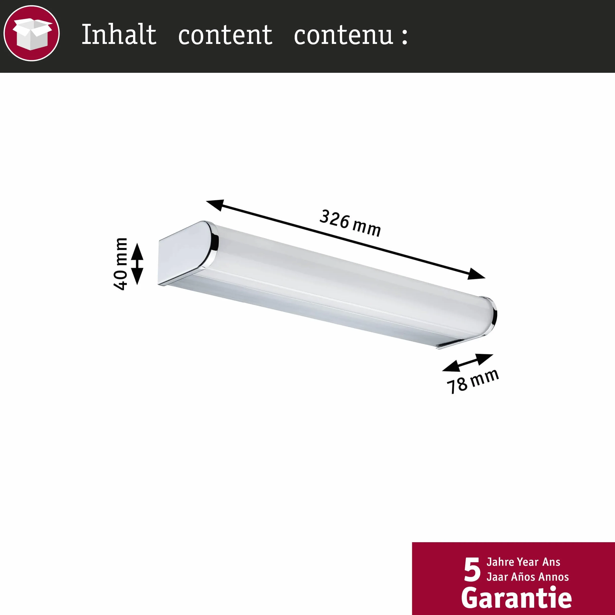 Paulmann 70879 Aplique LED Arneb incl. 1x9 W IP44, lámpara de techo, cromo, lámpara de baño, aluminio, acrílico, luminaria para espejo 3000 K