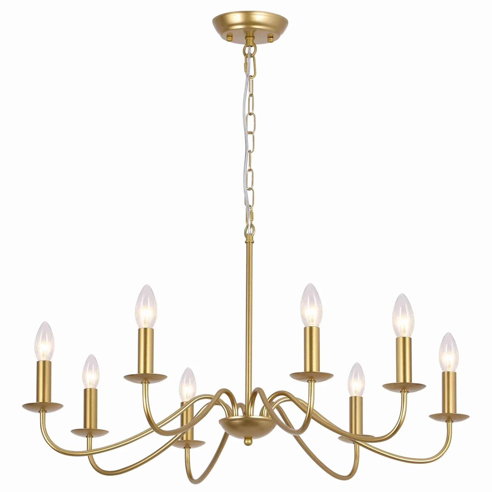 Lámpara Colgante Industrial Dorada 8 Luces E14 Vintage para Salón