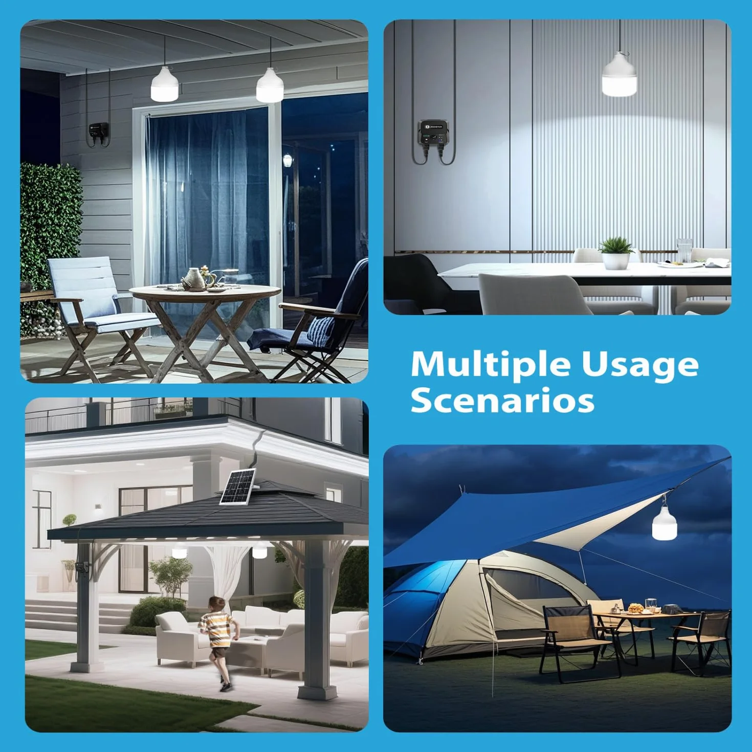 Aigostar- Luz Solar Exterior con Sensor 70W, Lámpara Solar Exterior con Mando a Distancia y Caja de Almacenamiento de Energía, Cable de 11M, IP65 Impermeable, para Interior, Jardín, Camping, Pesca