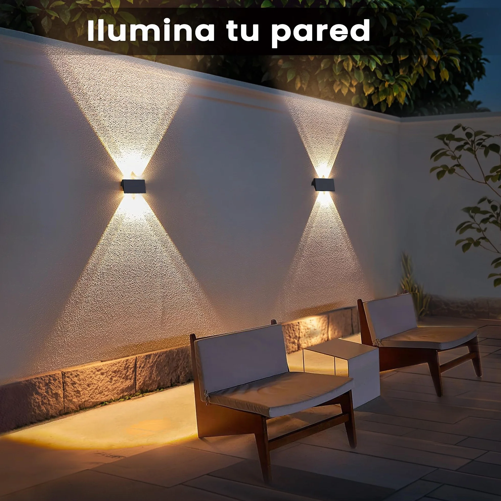 Aplique Solar Exterior IP67 Impermeable 4 LED Blanco Cálido para Jardín Patio Balcón