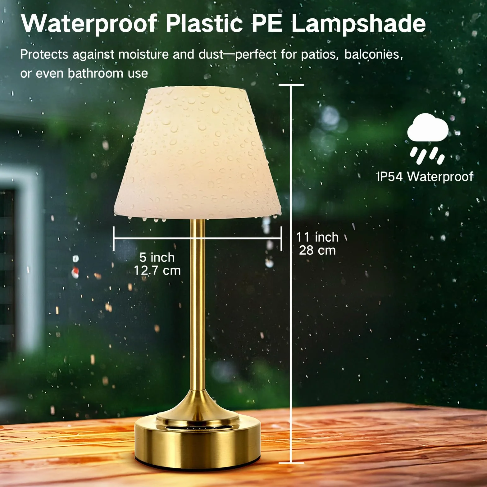 OUTON Pack 2 Lámparas de Mesa LED Sin Cable – Indicador de Batería, Regulación Táctil, USB-C, 3 Tonos (3000–6000K), IP54, Hasta 53h de Autonomía, para Dormitorio, Baño, Terraza (Oro)