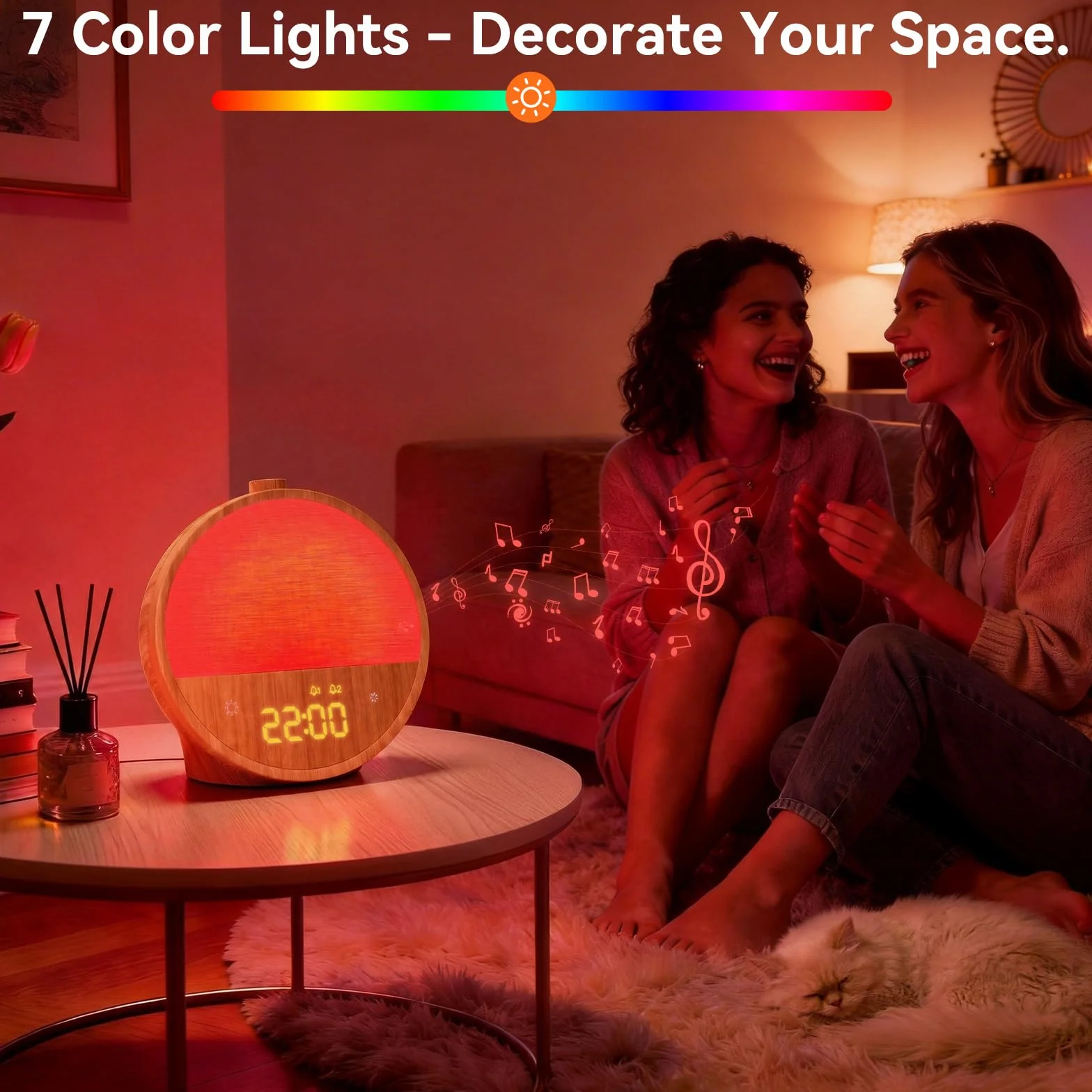 Blonbar Despertador con Luz Simulación Amanecer Lámpara Cabecera 10 Sonidos Naturales Blancos RGB