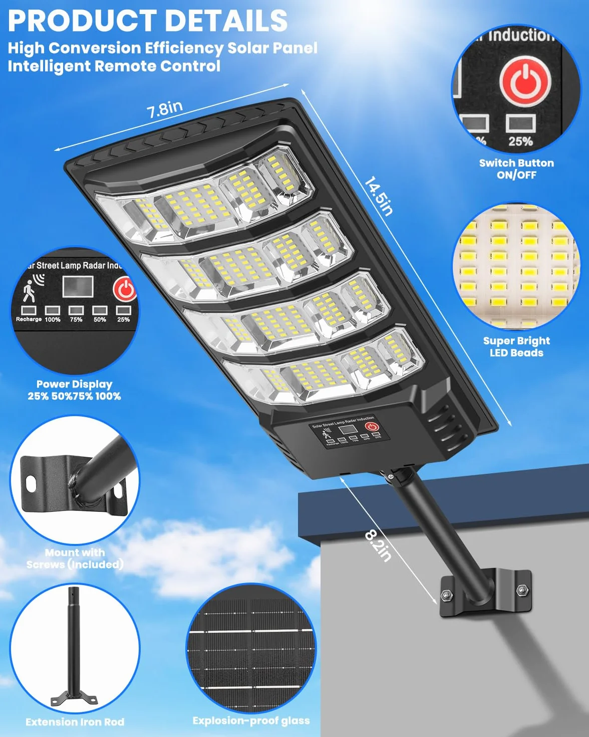 LEKIA Farolas Solares Exteriores con Sensor de Movimiento, 320° Gran Angular, 6500K Impermeable, 2 Paquetes