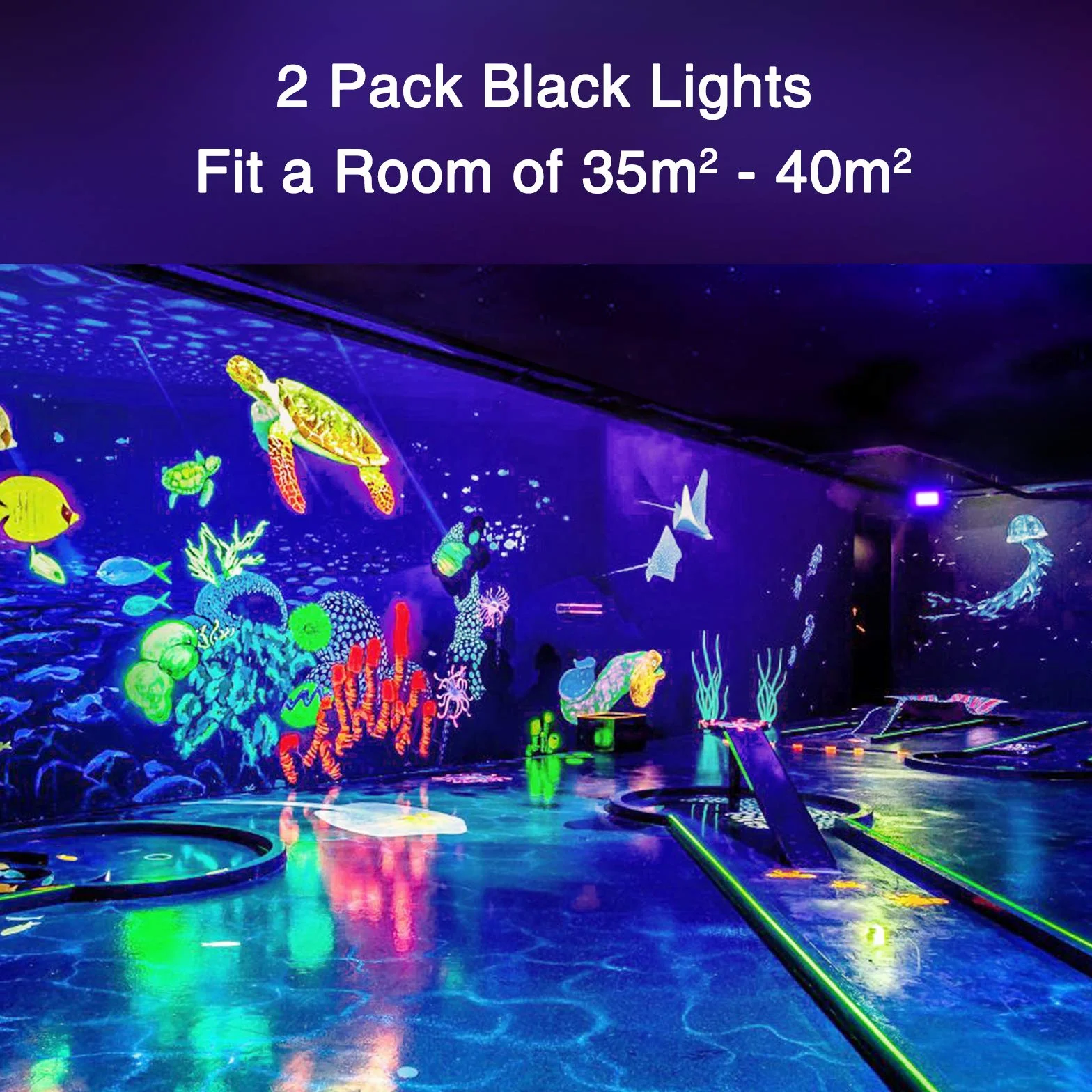 Onforu 2 Pack Luz UV 20 W, IP66 Impermeable Nivel UV-A, Foco Ultravioleta Fluorescente para Escenario Bar Club DJ Discoteca Fiesta KTV Pinta Corporal Acuario Halloween