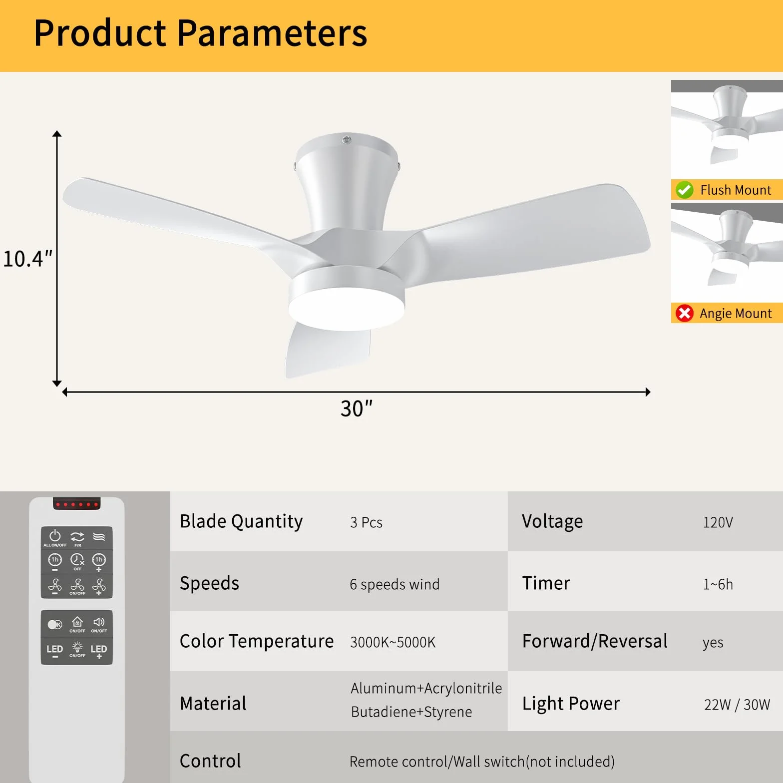 Ventilador de Techo con Luz 80cm, con Mando y App, Motor DC Silencioso, 6 Velocidades, Verano/Invierno, Memoria, Regulable 3000K-6000K, Temporizador, para Techos Bajos Dormitorio Salón Comedor Cocina