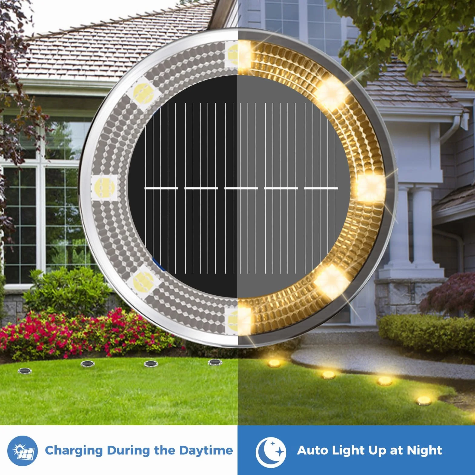 Peasur 12 Paquetes Luces Solares LED Exterior Jardin Suelo IP65 Impermeable Blanco Cálido